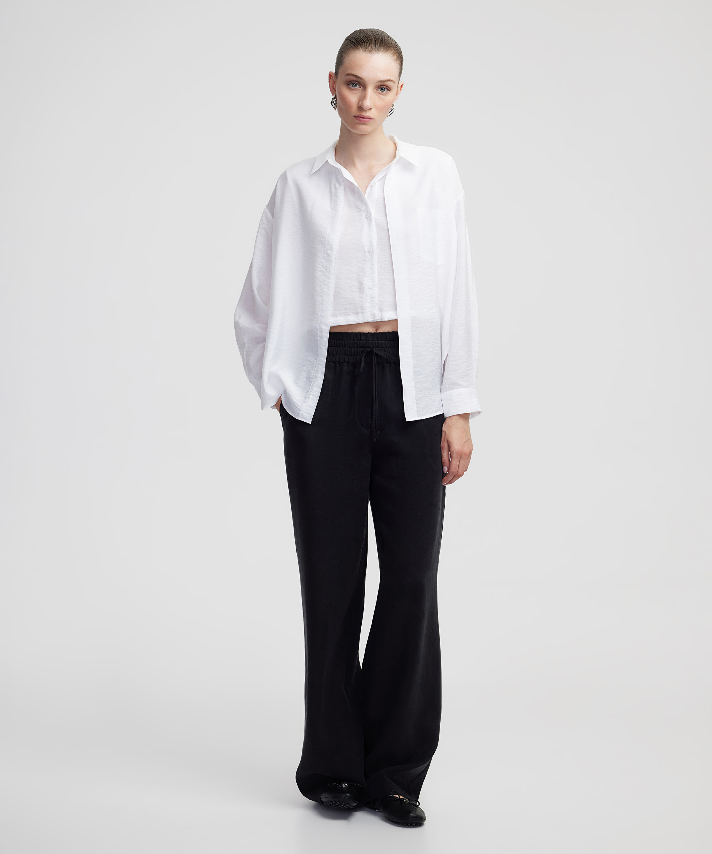 Elastik bel wide leg pantolon
