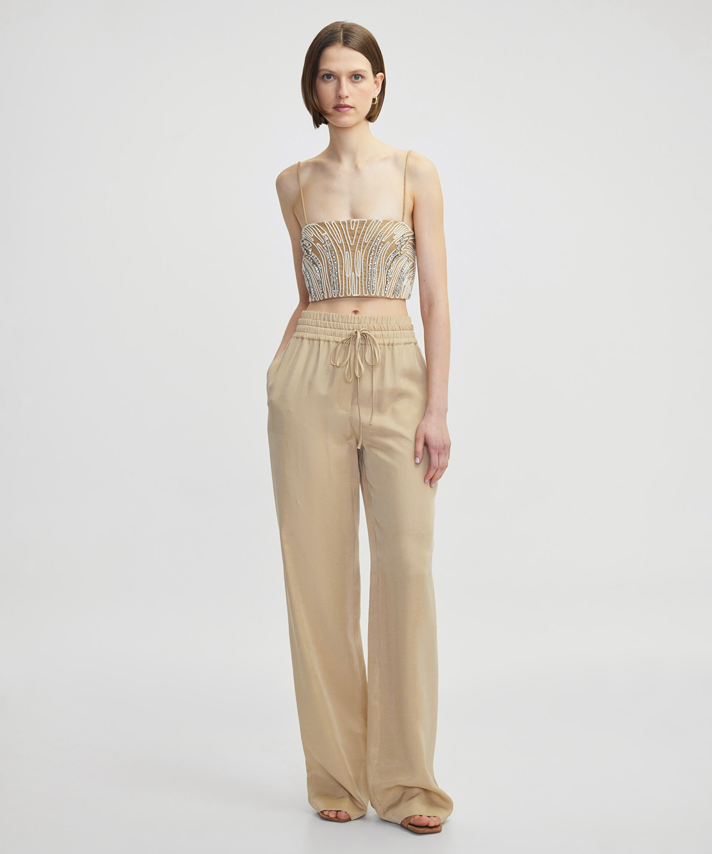 Elastik bel wide leg pantolon