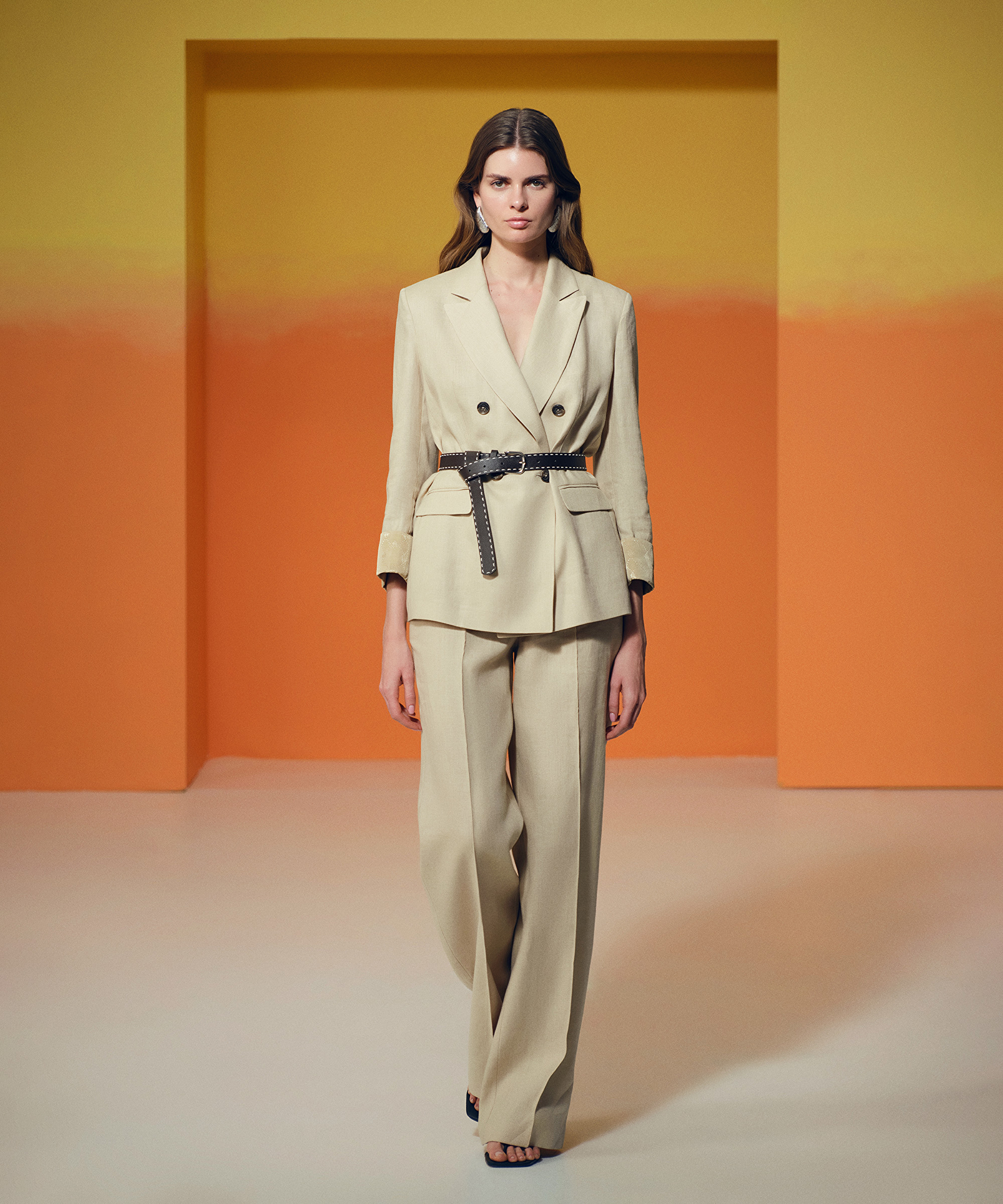 Wide leg fit keten pantolon