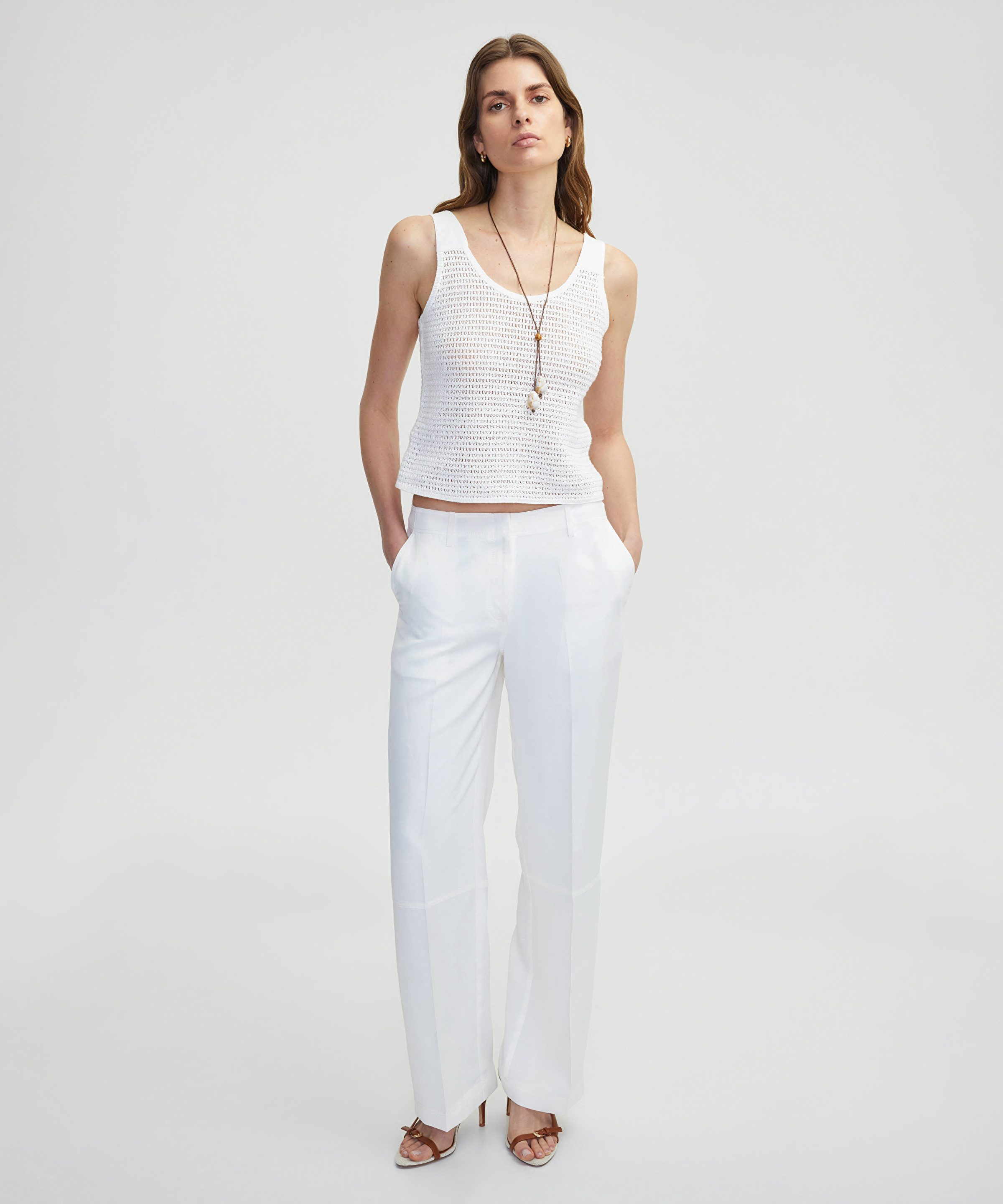 Keten karışımlı straight fit pantolon