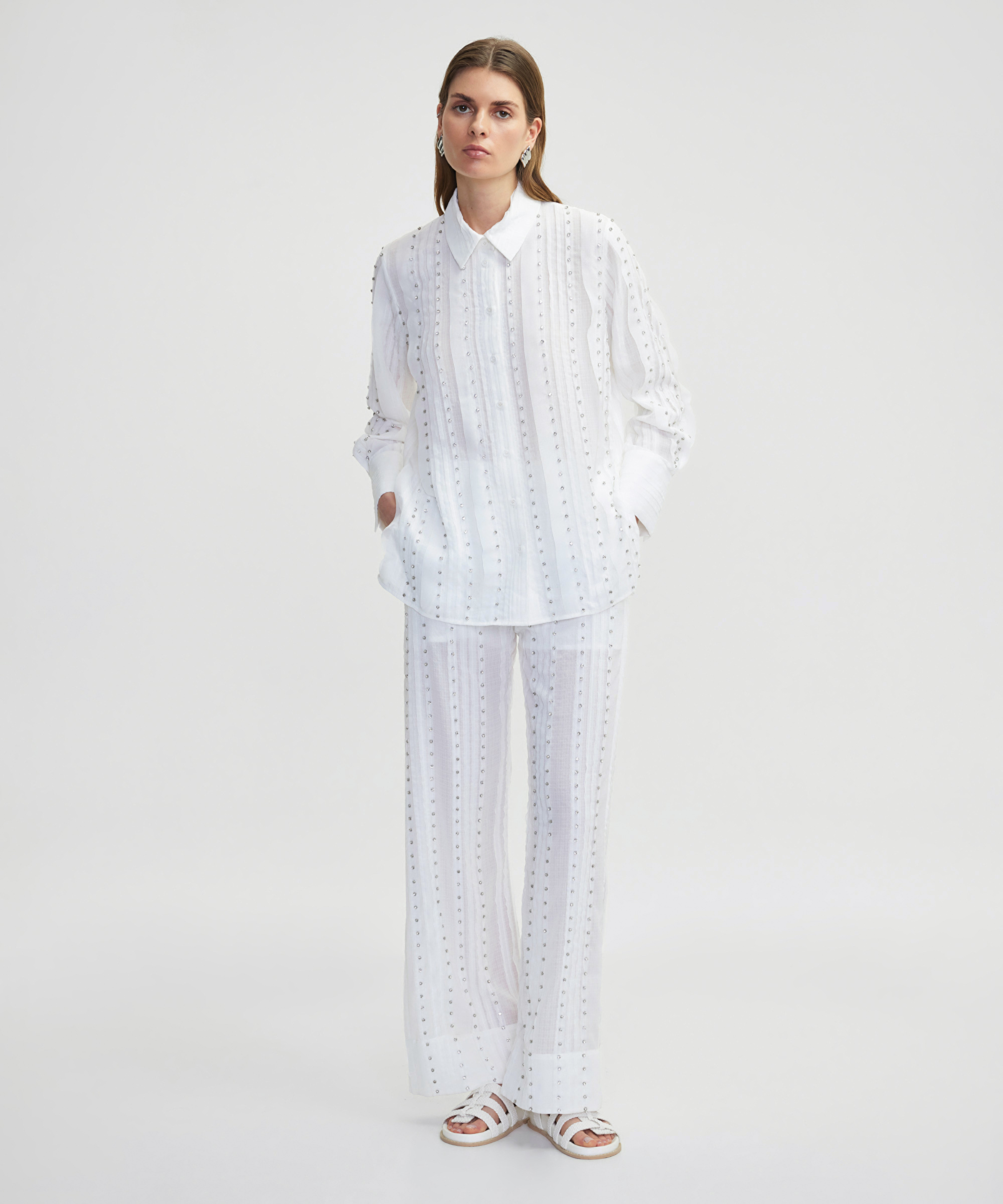 Strass taş baskılı pantolon