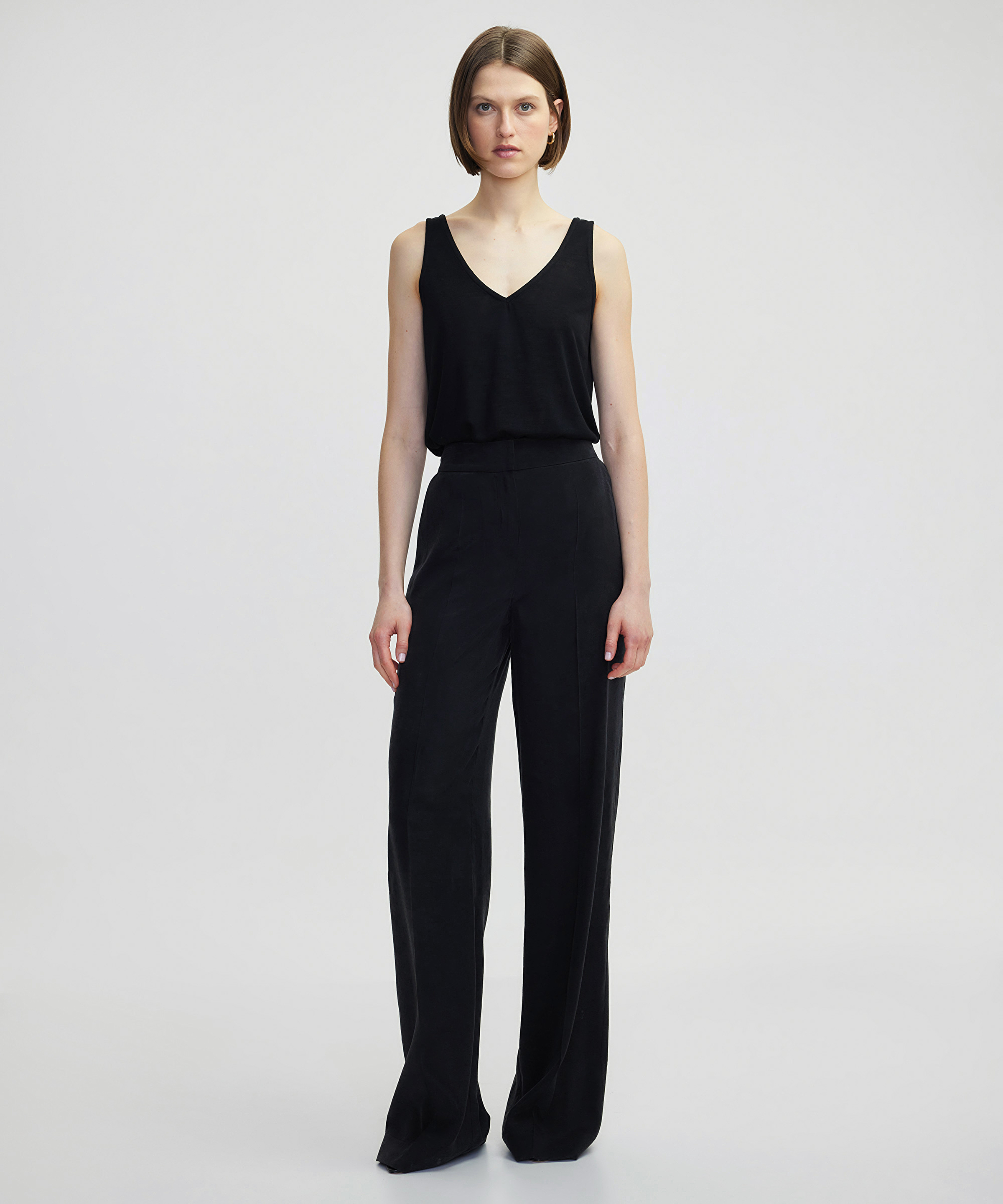 Nervür dikişli wide leg pantolon