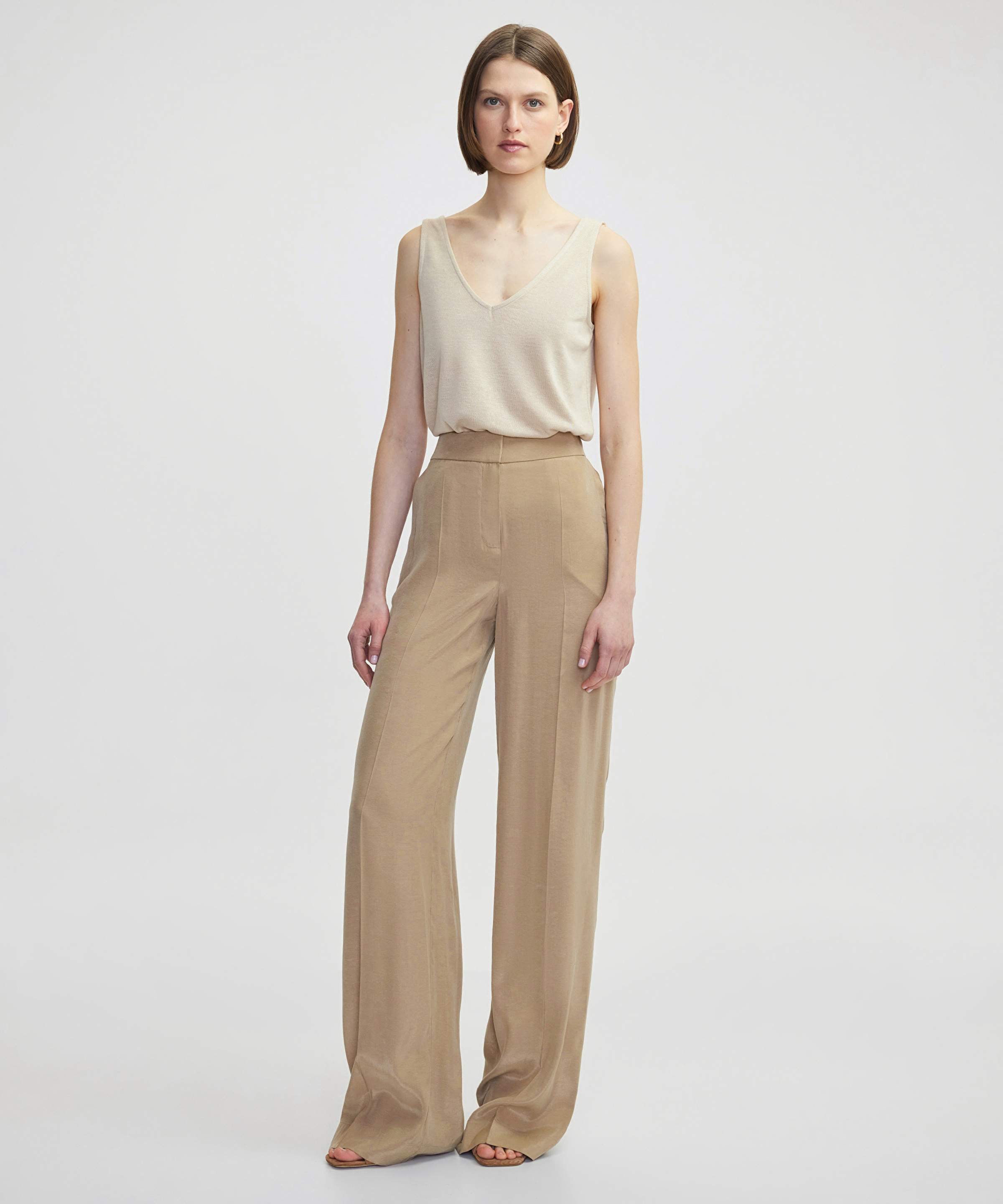 Nervür dikişli wide leg pantolon