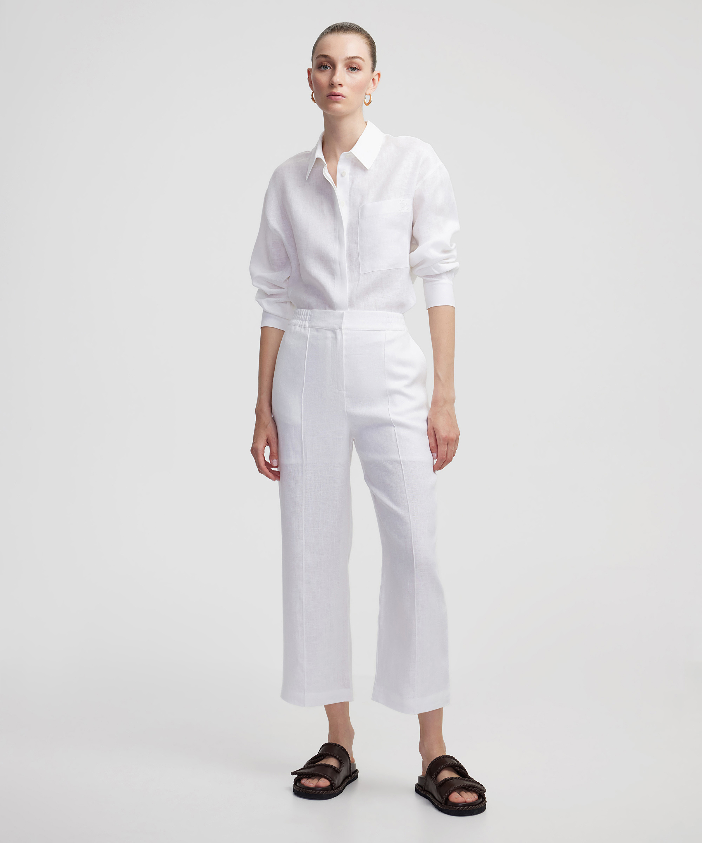 Straight fit keten pantolon