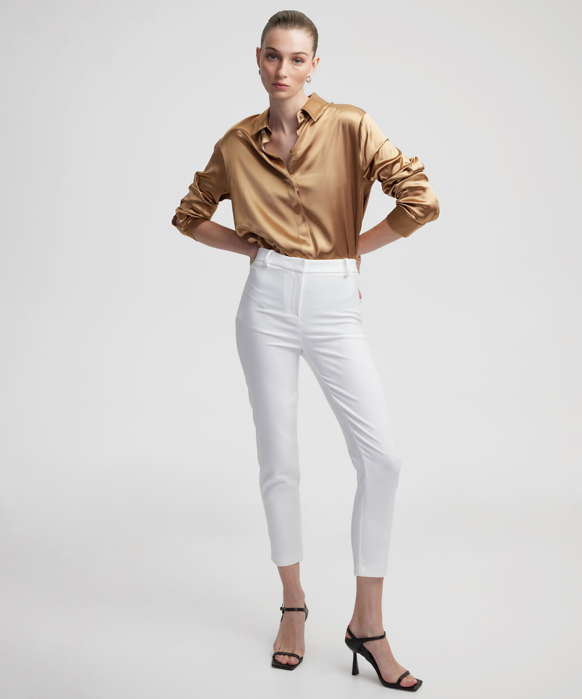 Elastik bel skinny fit pantolon