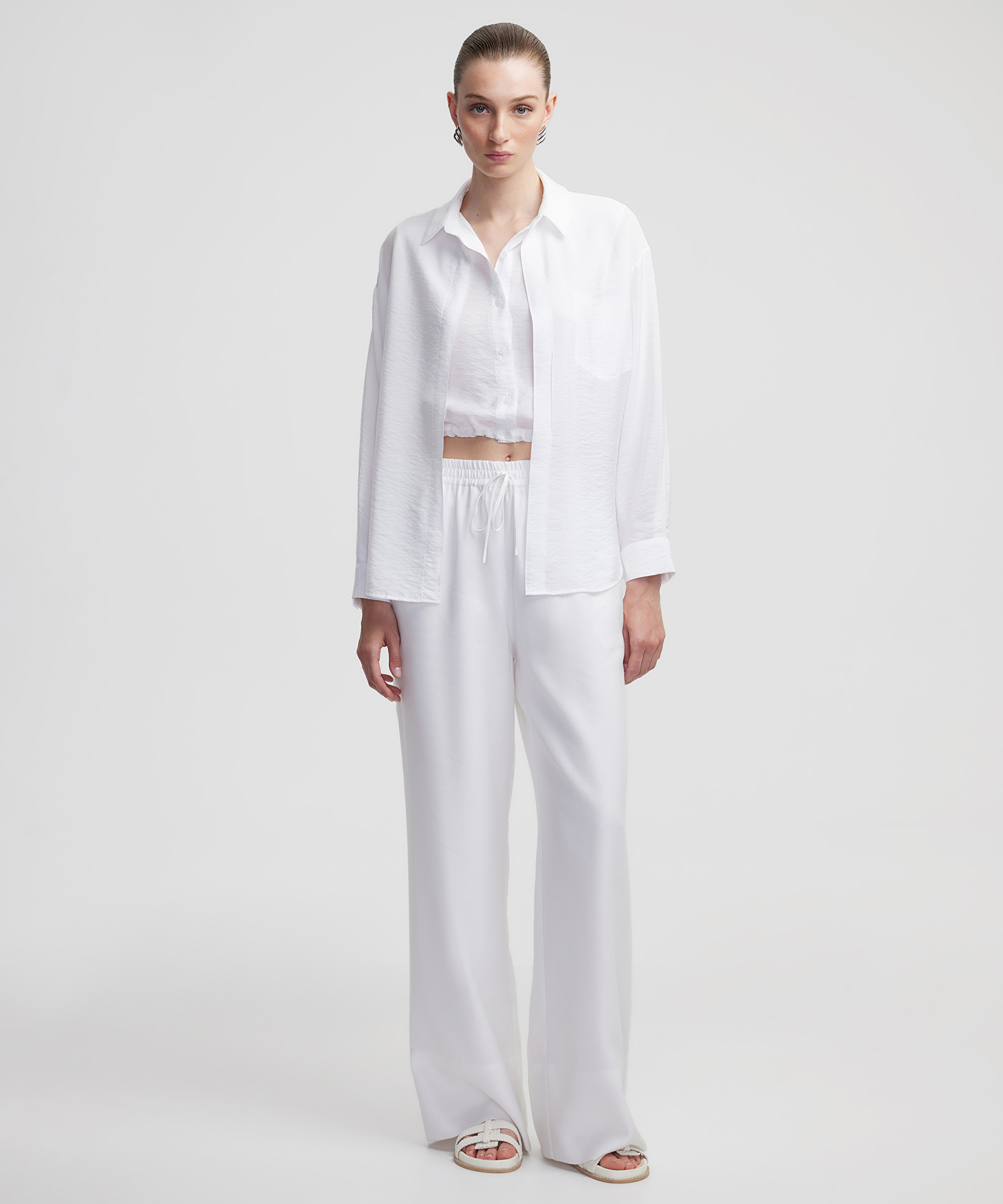 Wide leg belden bağlamalı pantolon