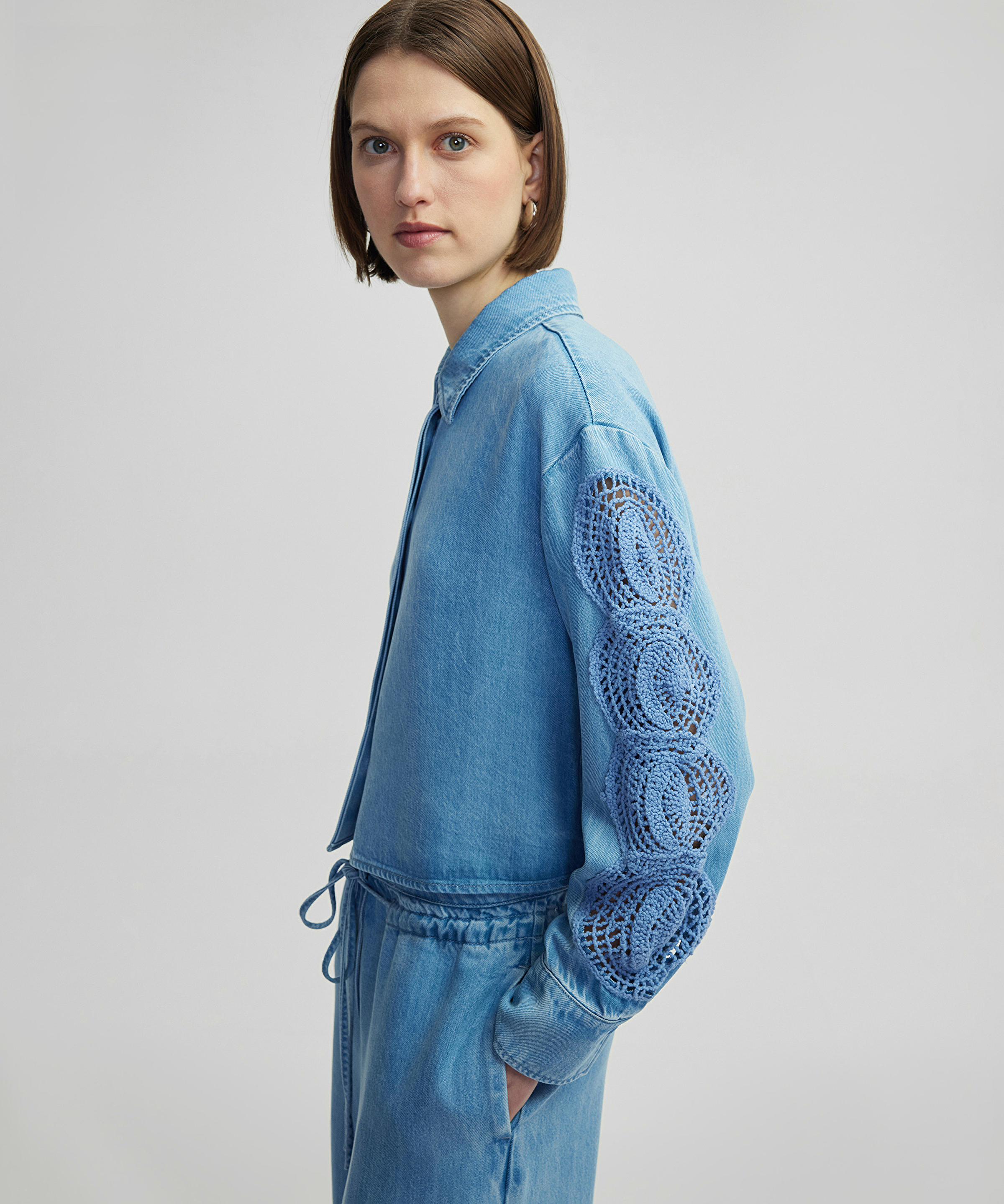 Aplikeli denim ceket