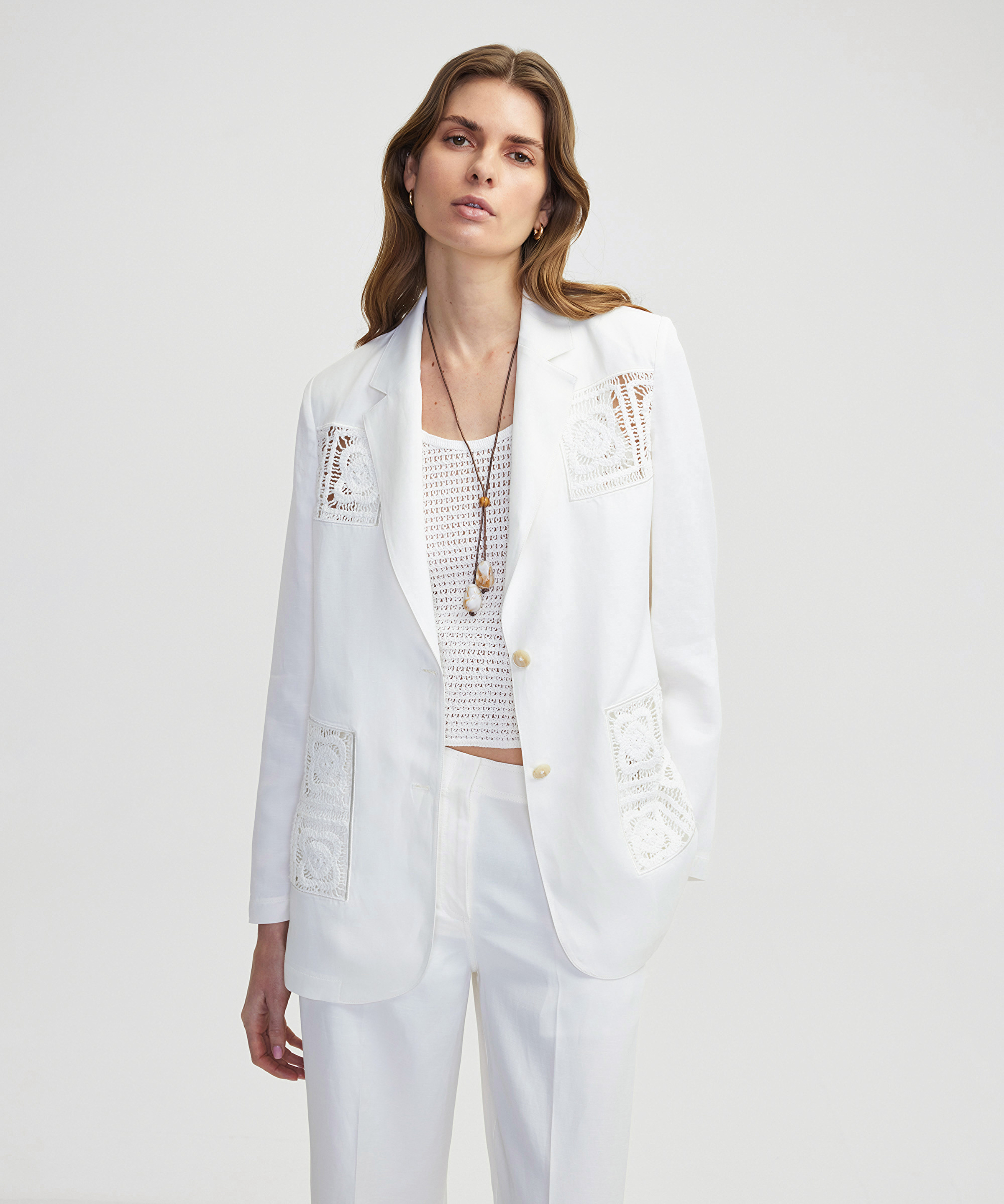 Kroşe aplikeli blazer