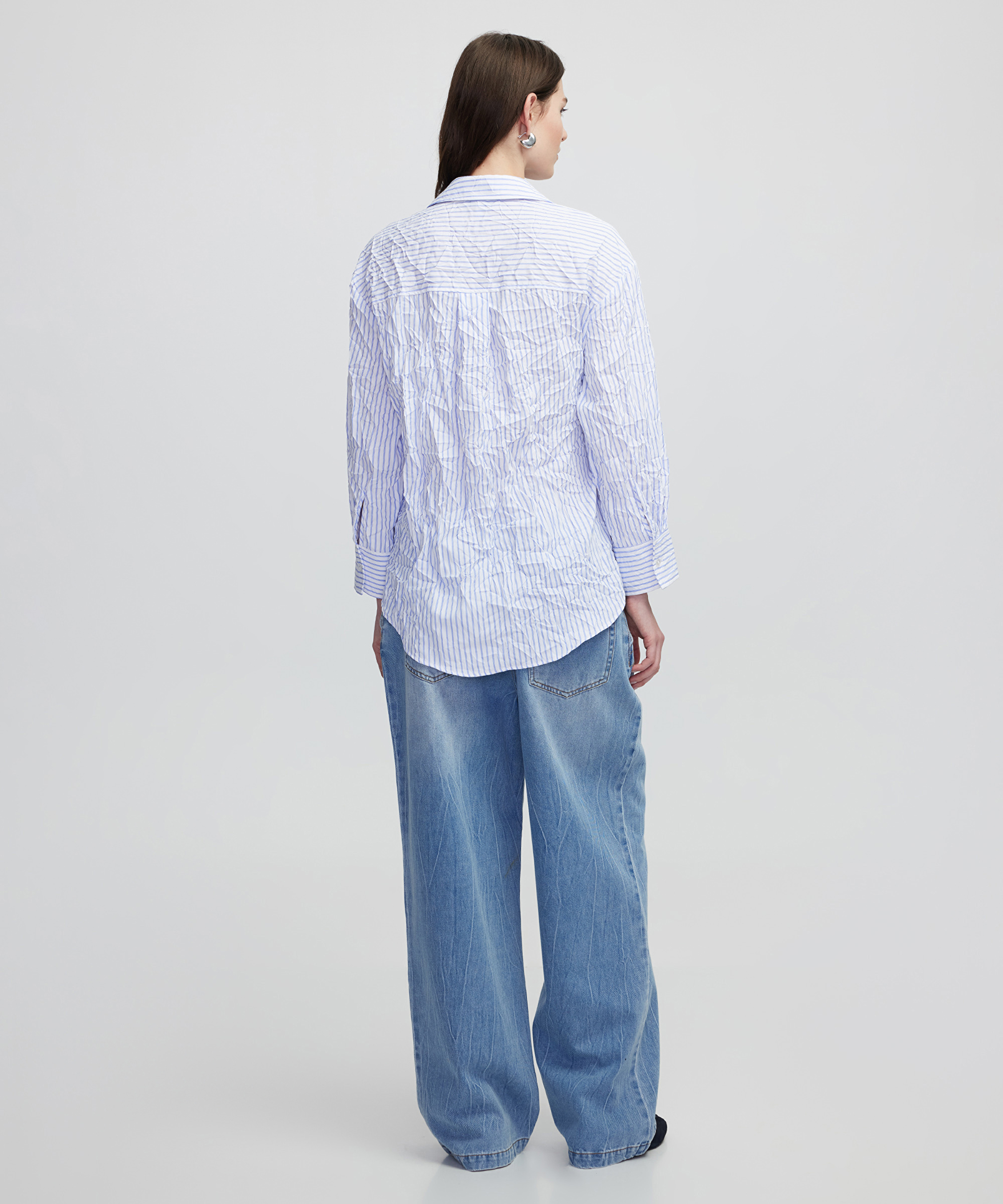 Denim aplikeli çizgili bluz_3