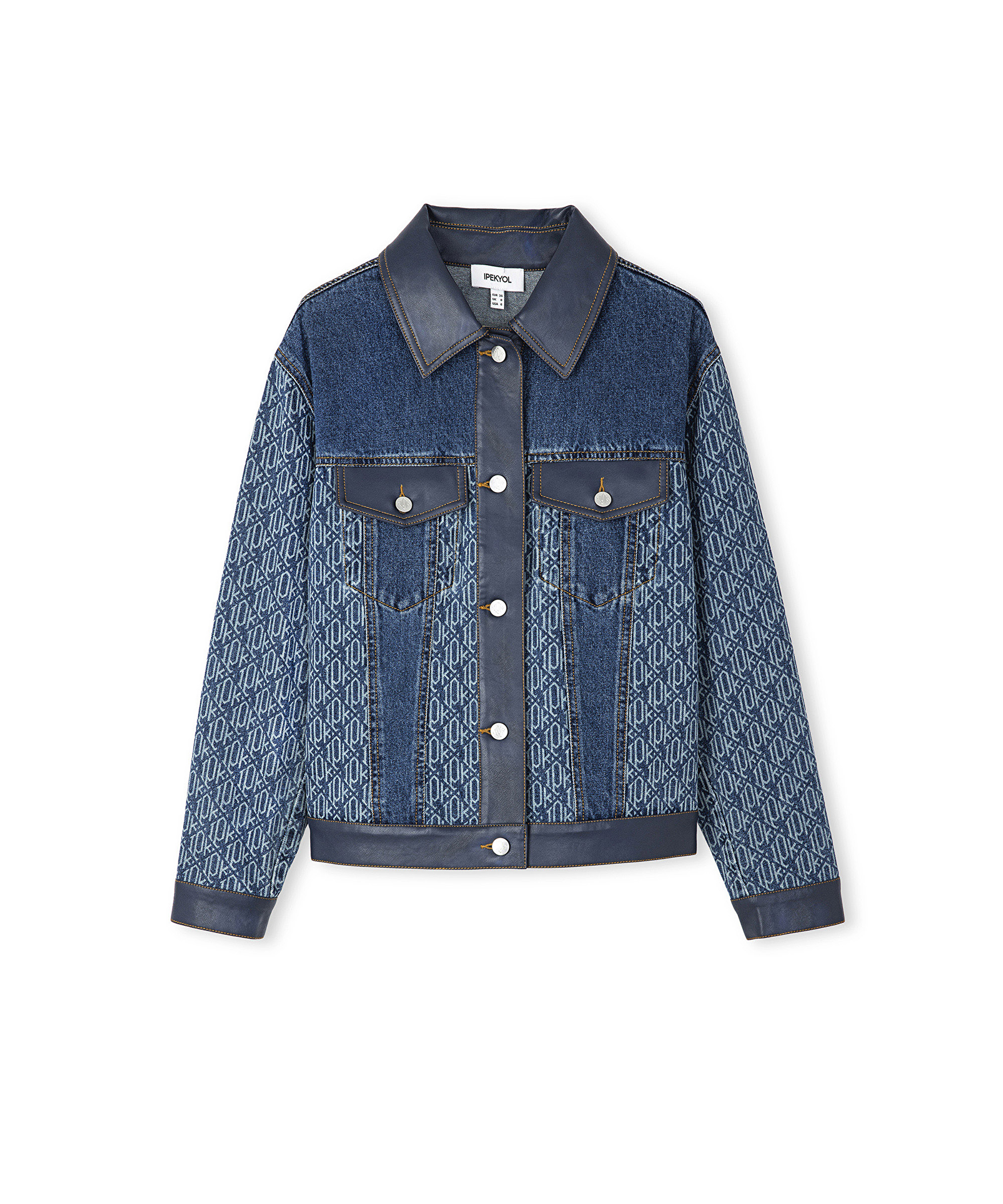 Monogram baskılı denim mont_4