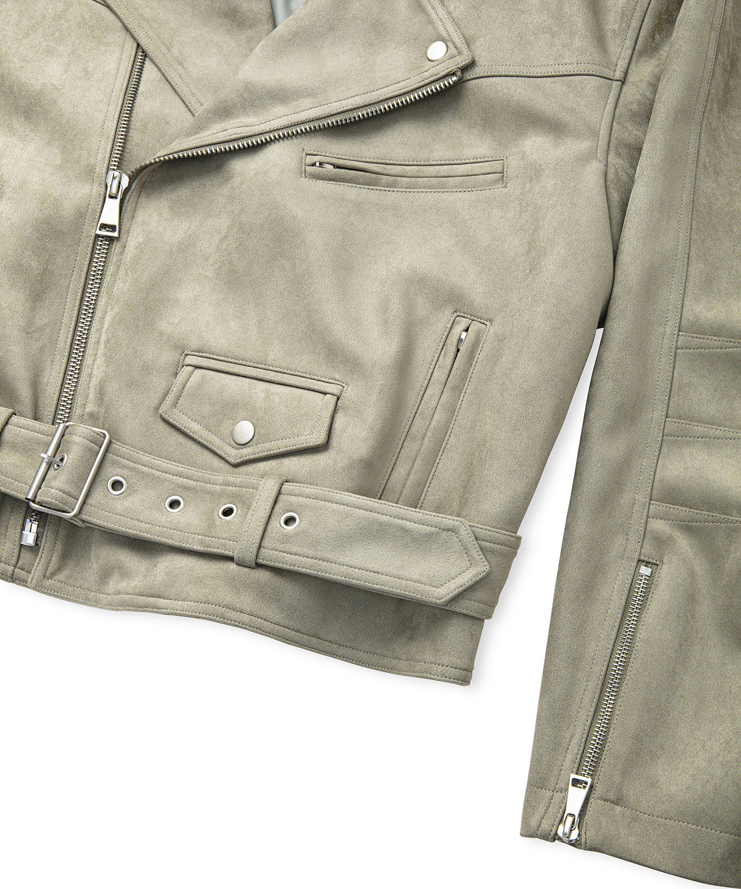 Süet görünümlü biker mont_5
