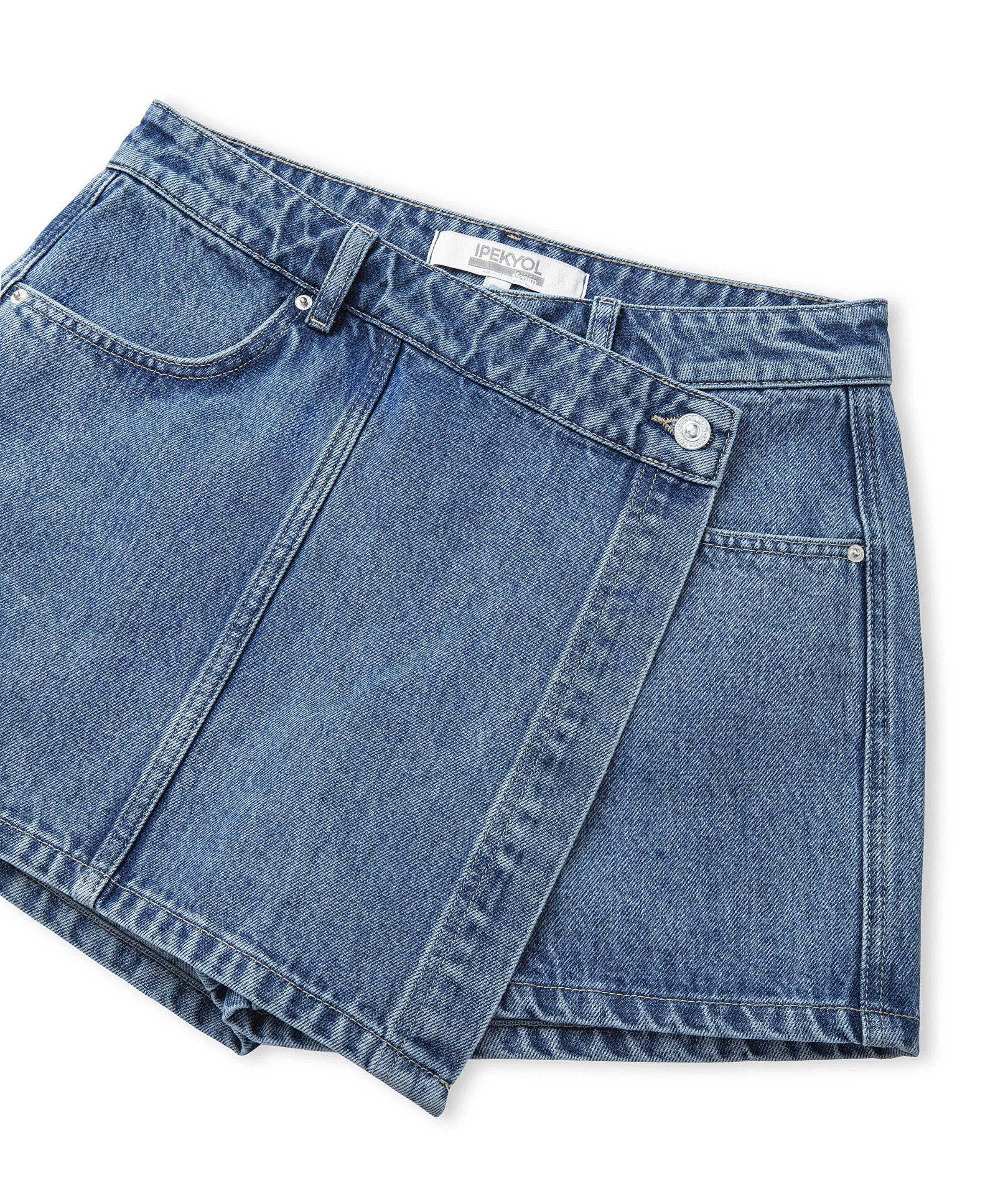 Cepli anvelop denim şort etek_5