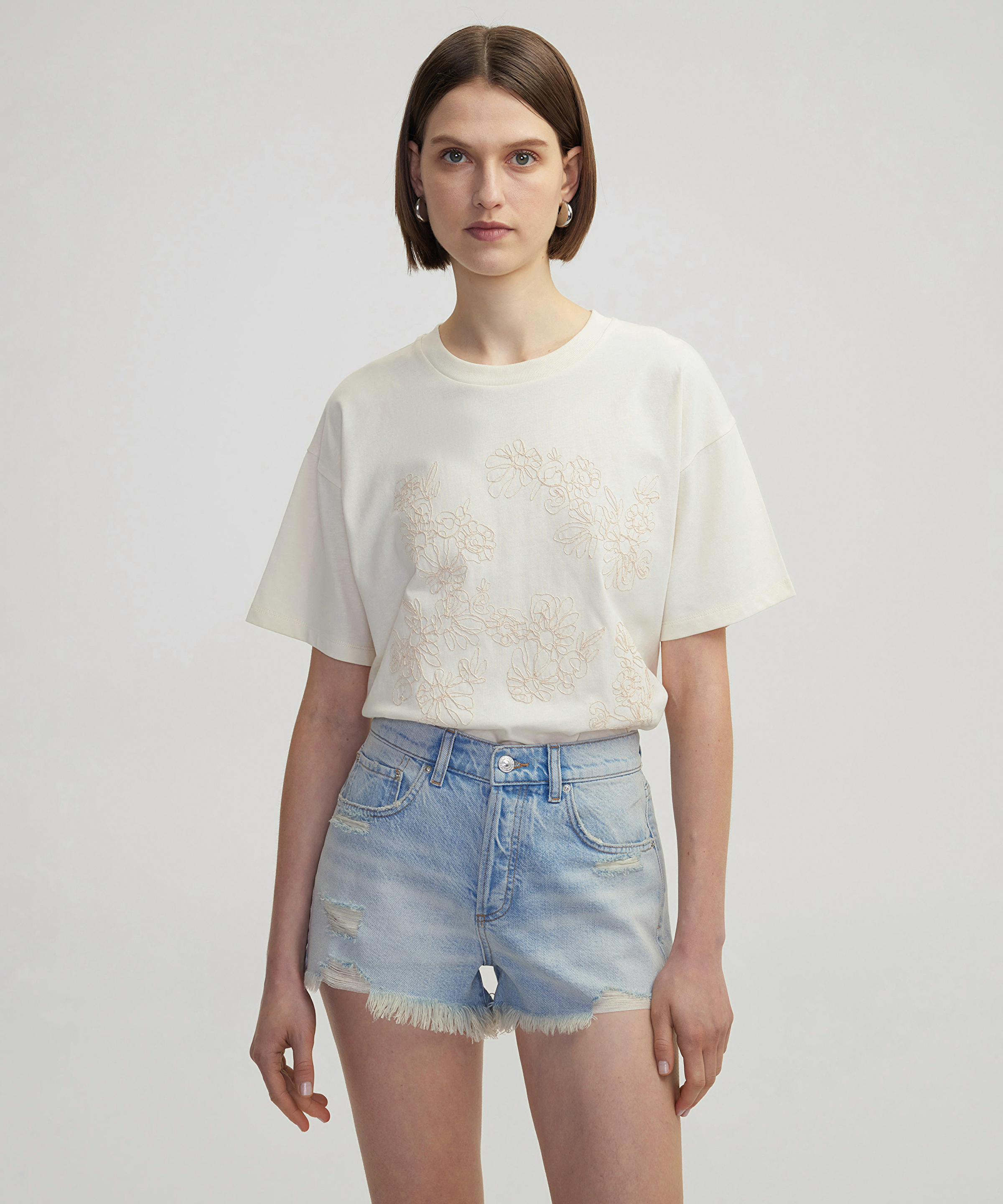Raw edge denim şort_1