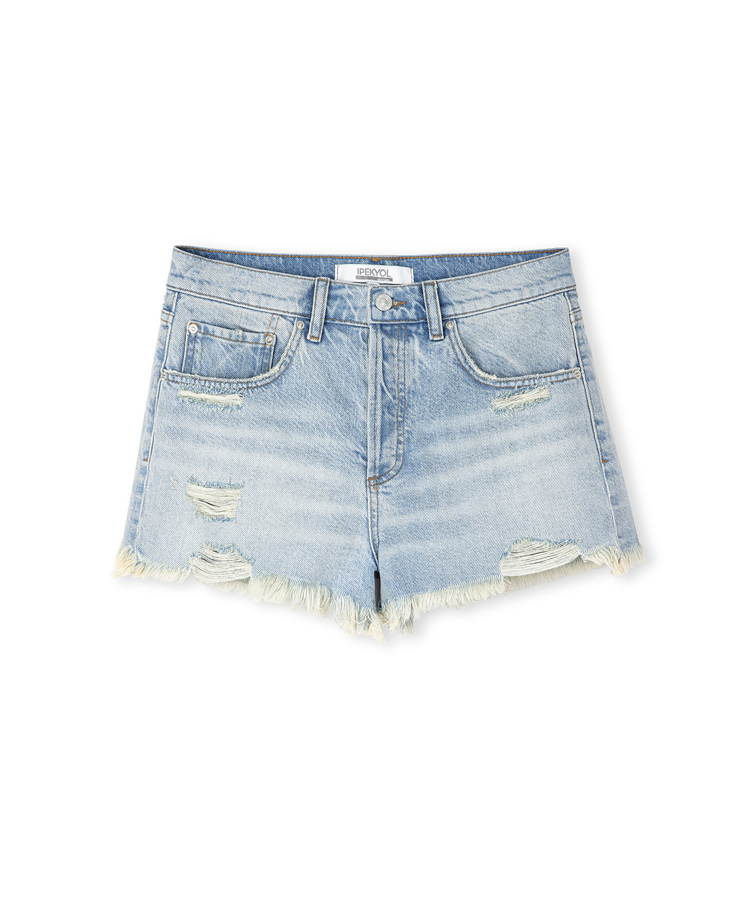 Raw edge denim şort_4