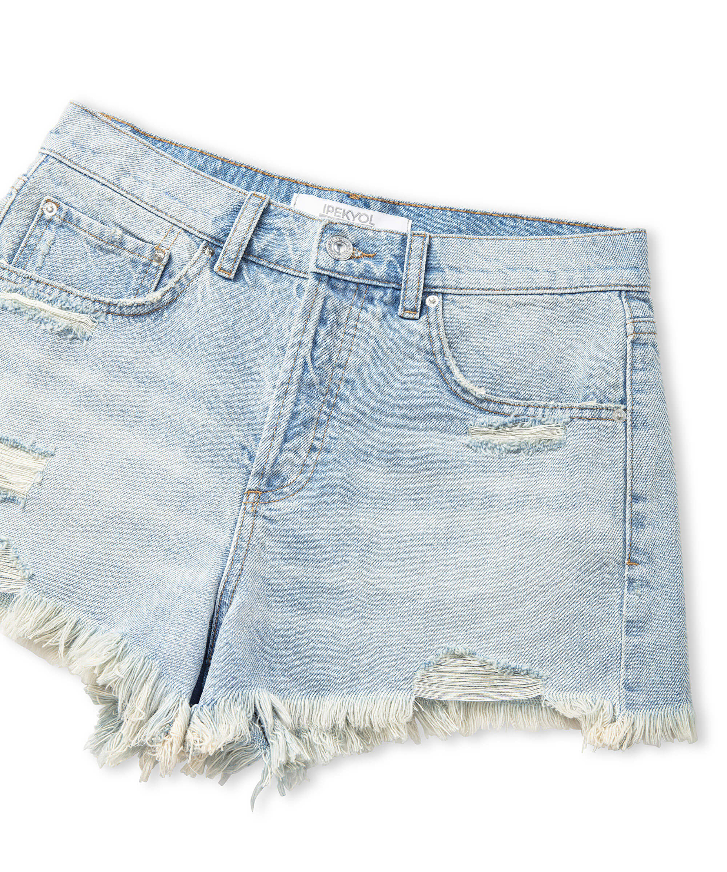 Raw edge denim şort_5
