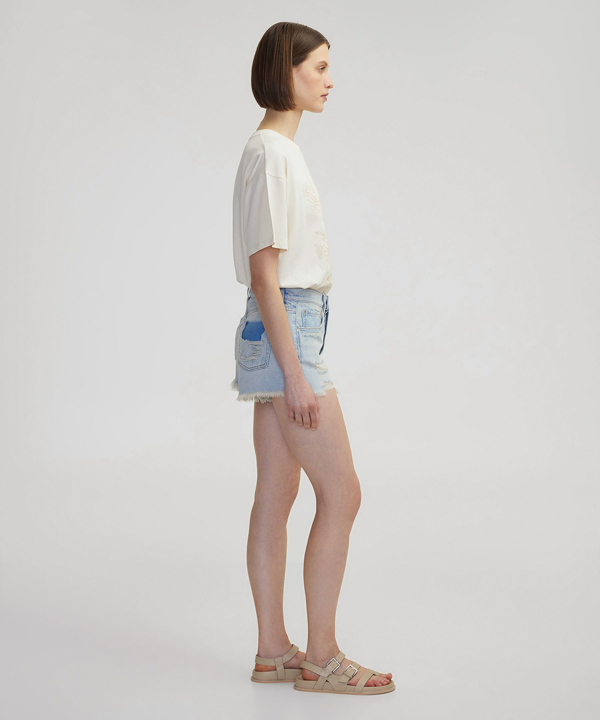 Raw edge denim şort_2