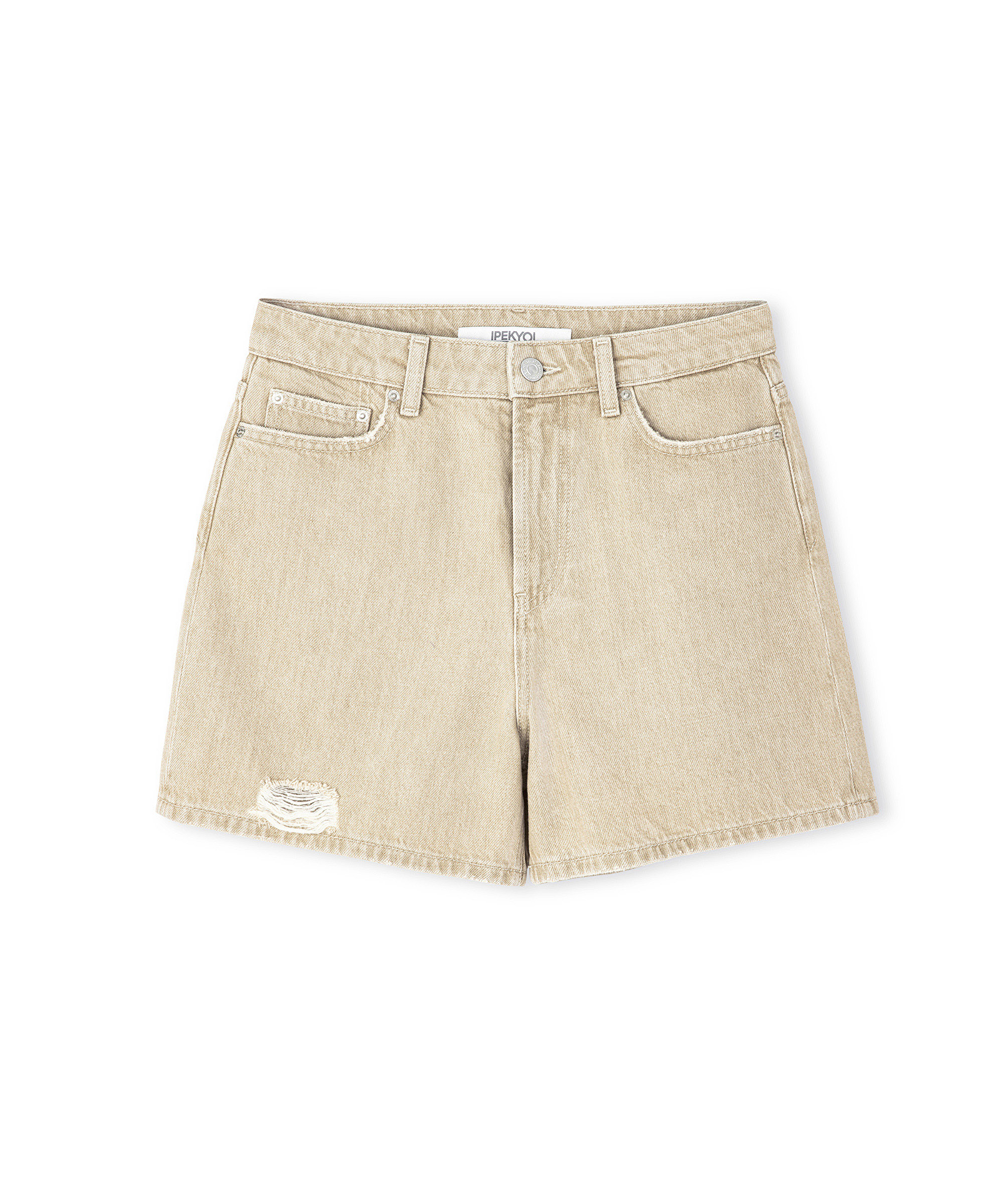 Eskitme efektli denim şort_4
