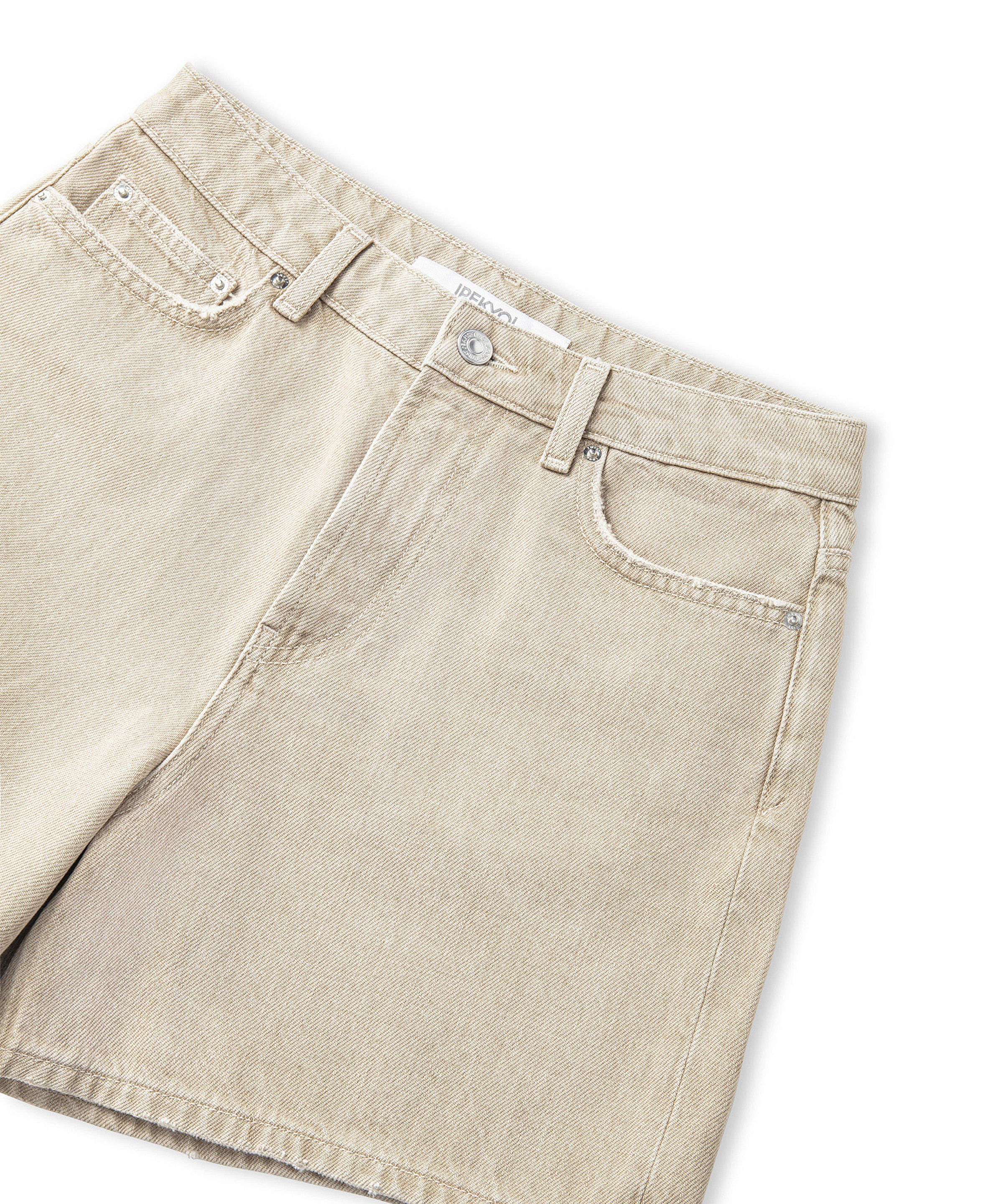 Eskitme efektli denim şort_5