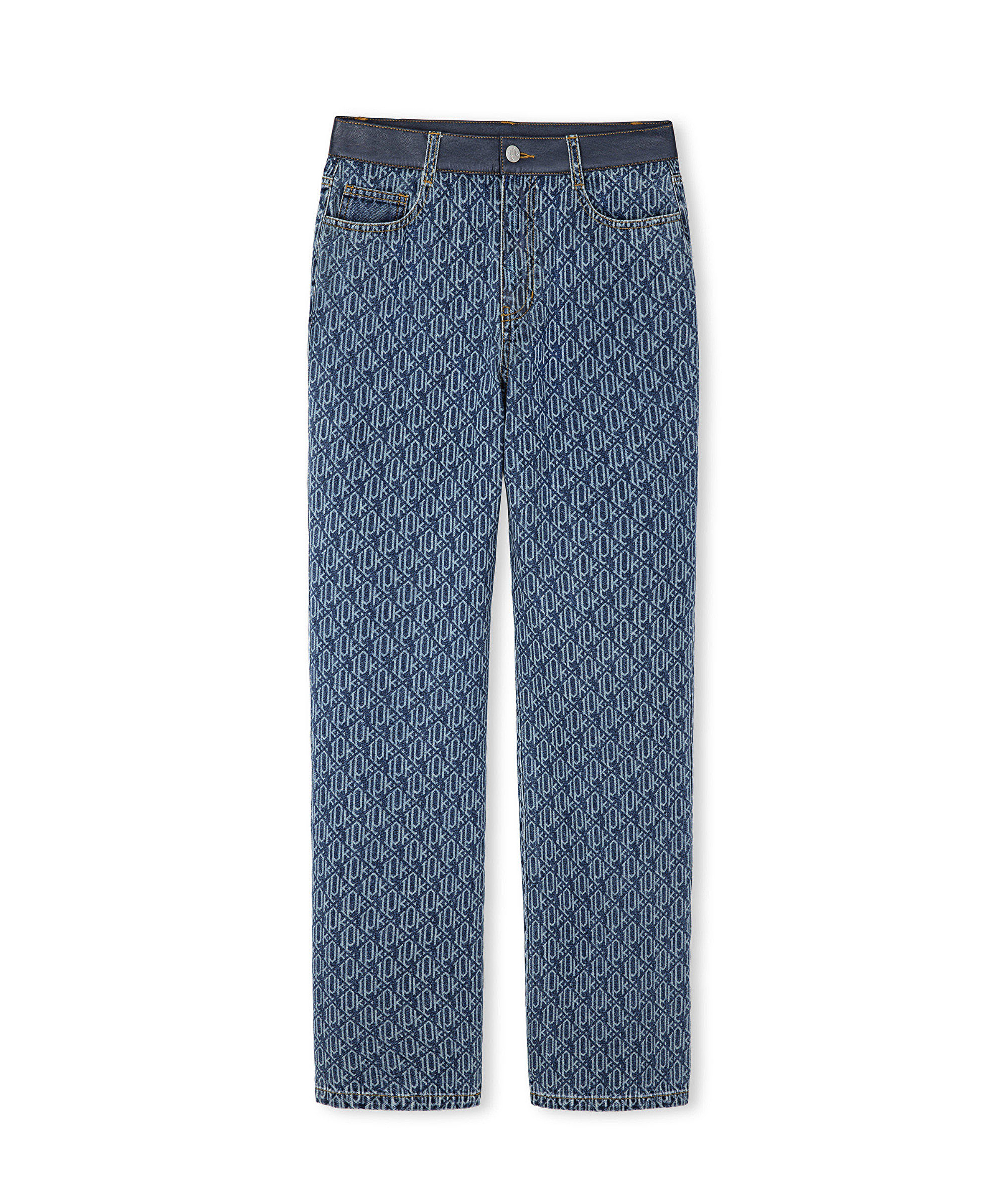 Monogram baskılı jean pantolon_4