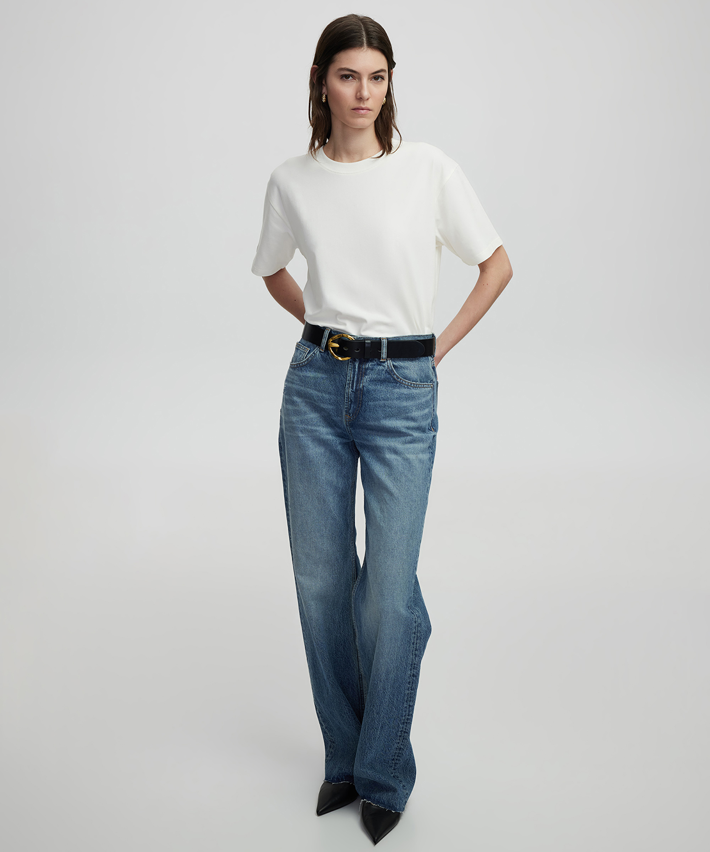 Wide leg fit jean pantolon