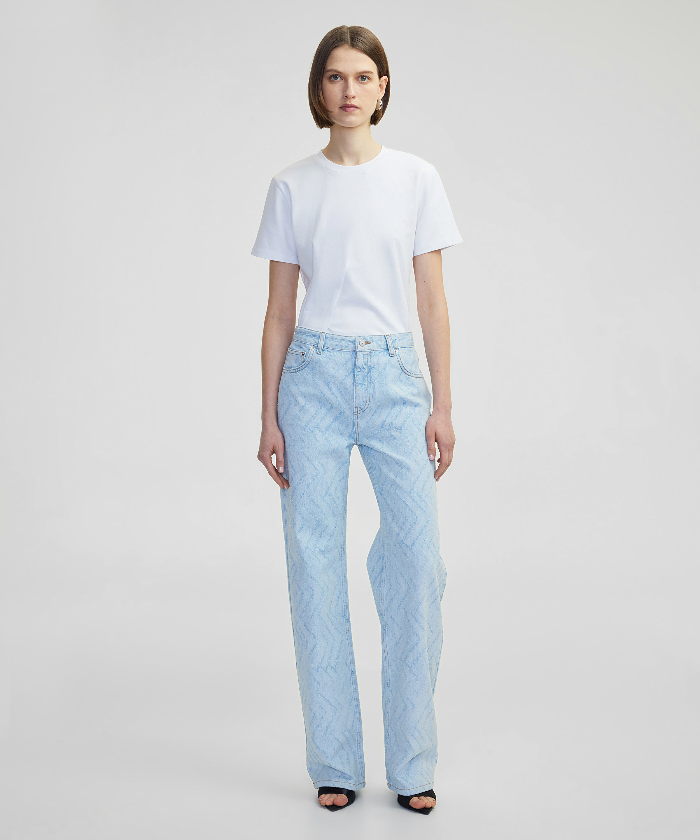 Eskitme efektli wide leg jean pantolon