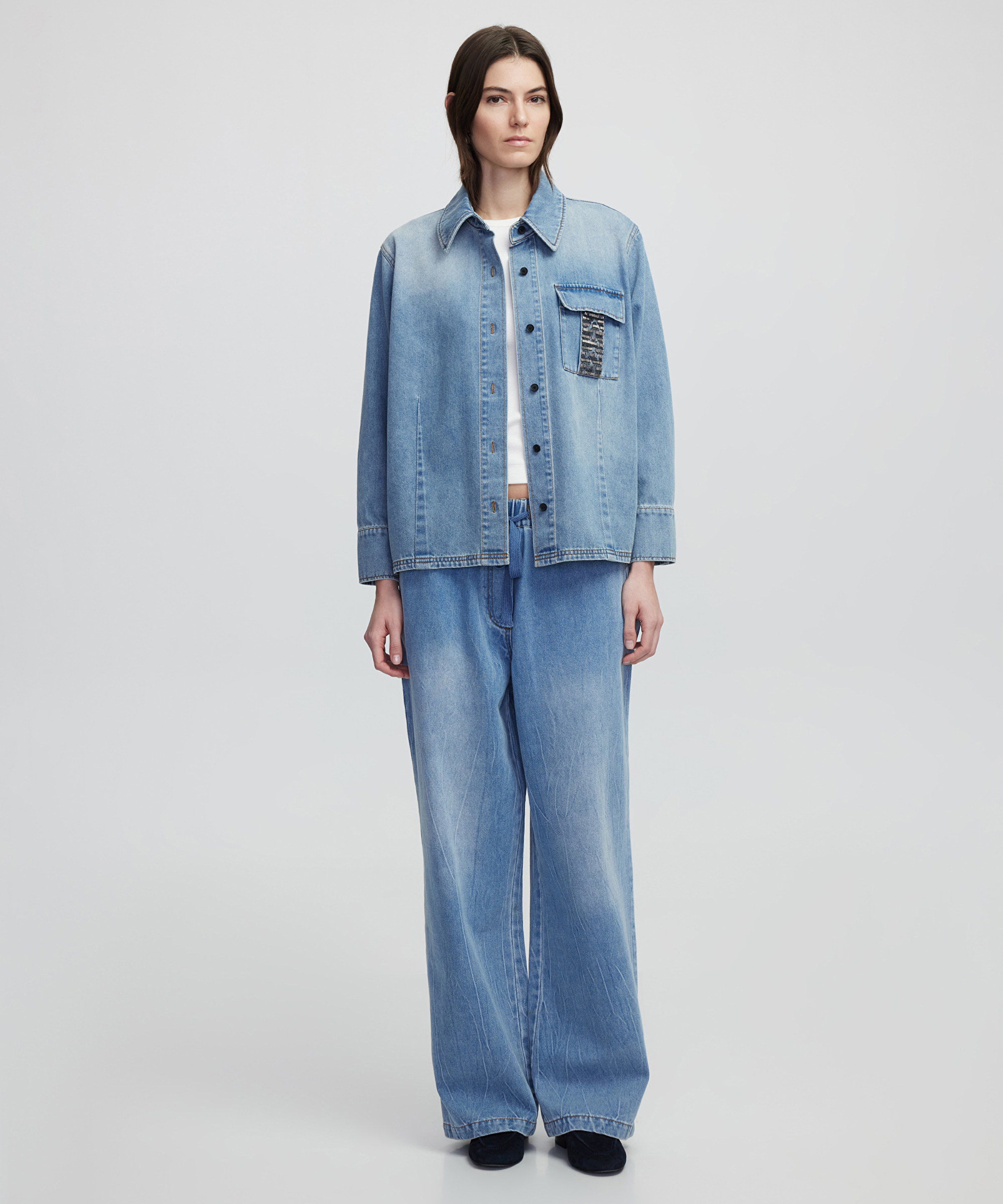 İşlemeli denim gömlek_1