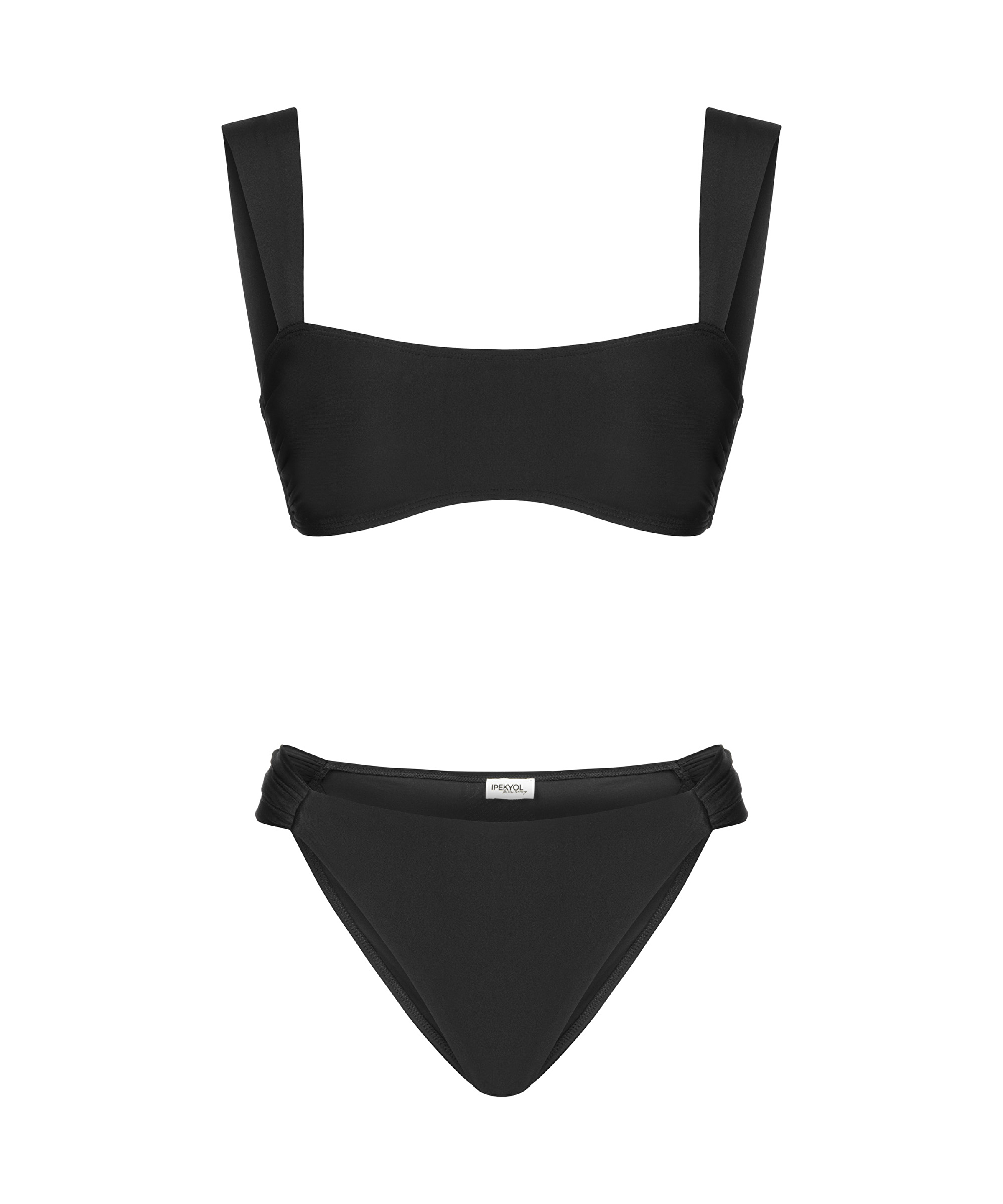 Kalın askılı ve büzgülü bikini seti_2