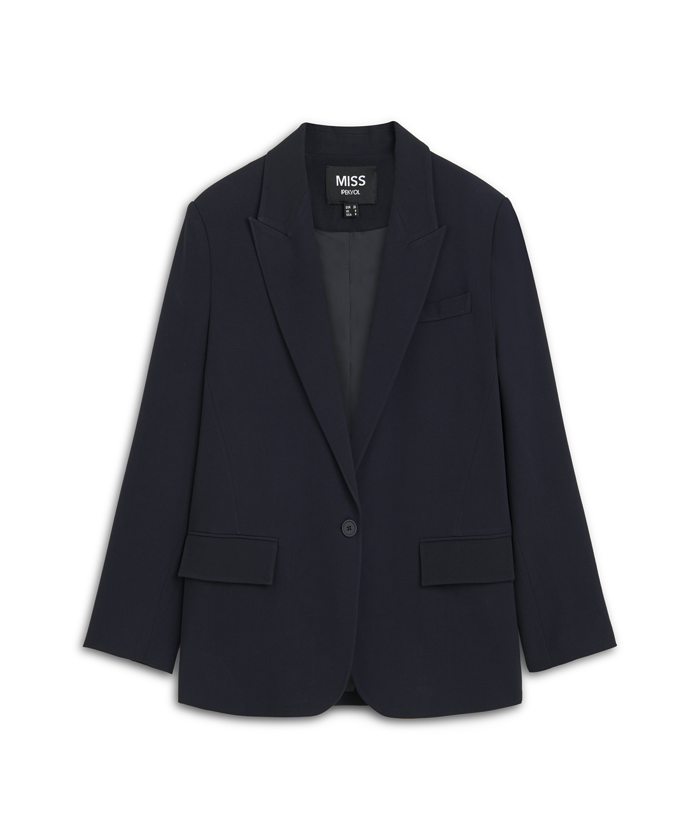Mono yaka vatkalı blazer