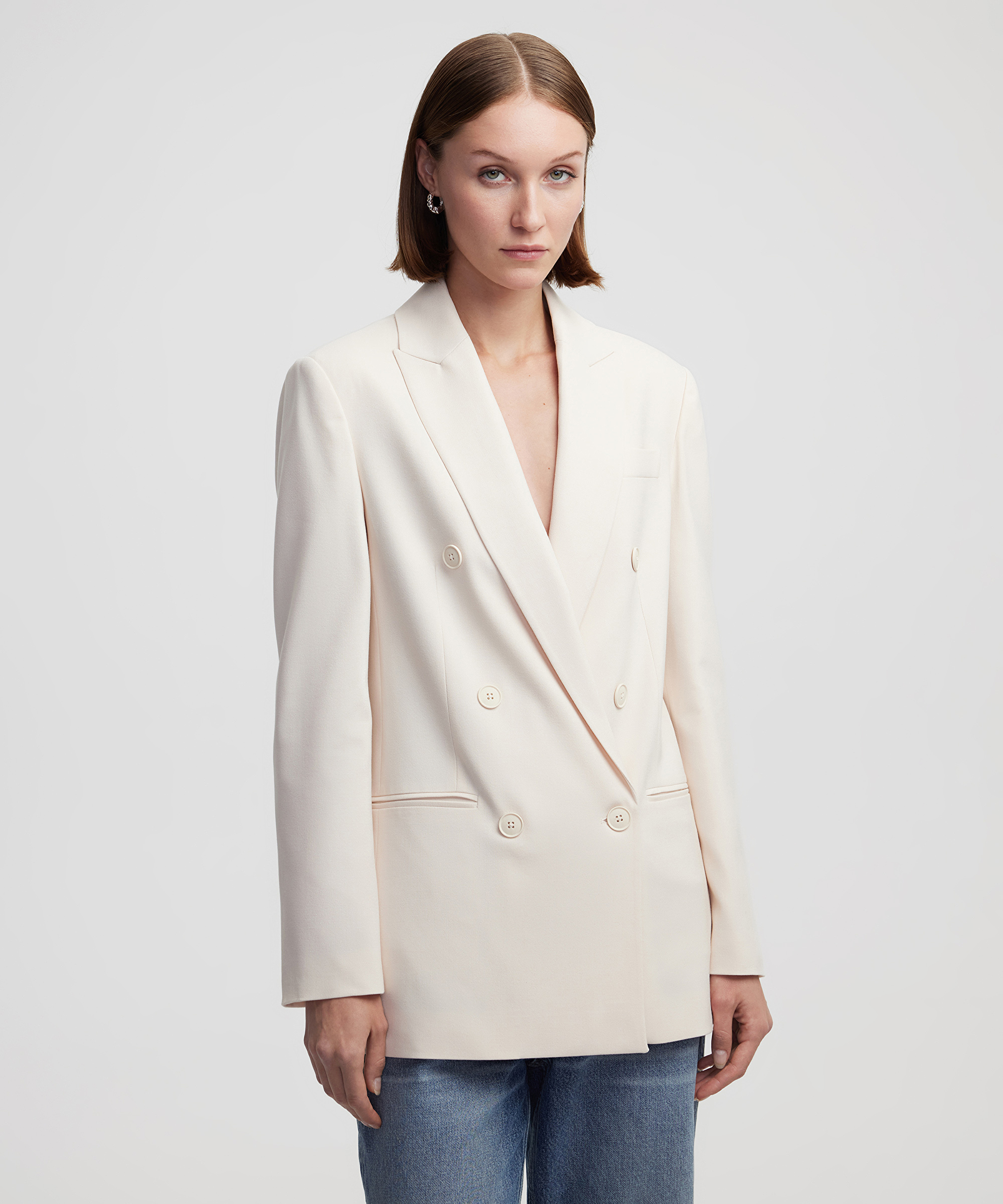 Vatkalı kruvaze blazer