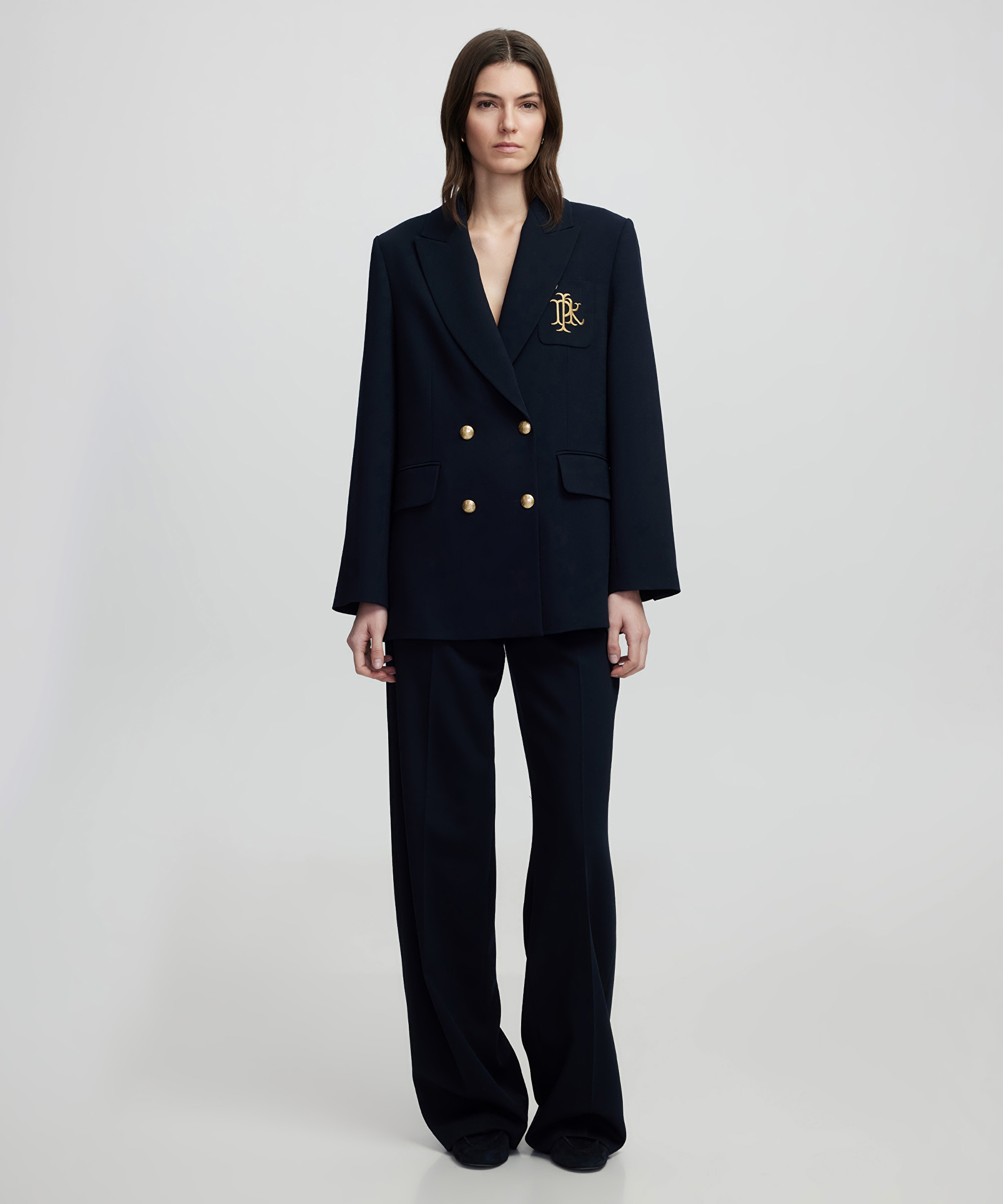 Monogram nakışlı kruvaze blazer_1