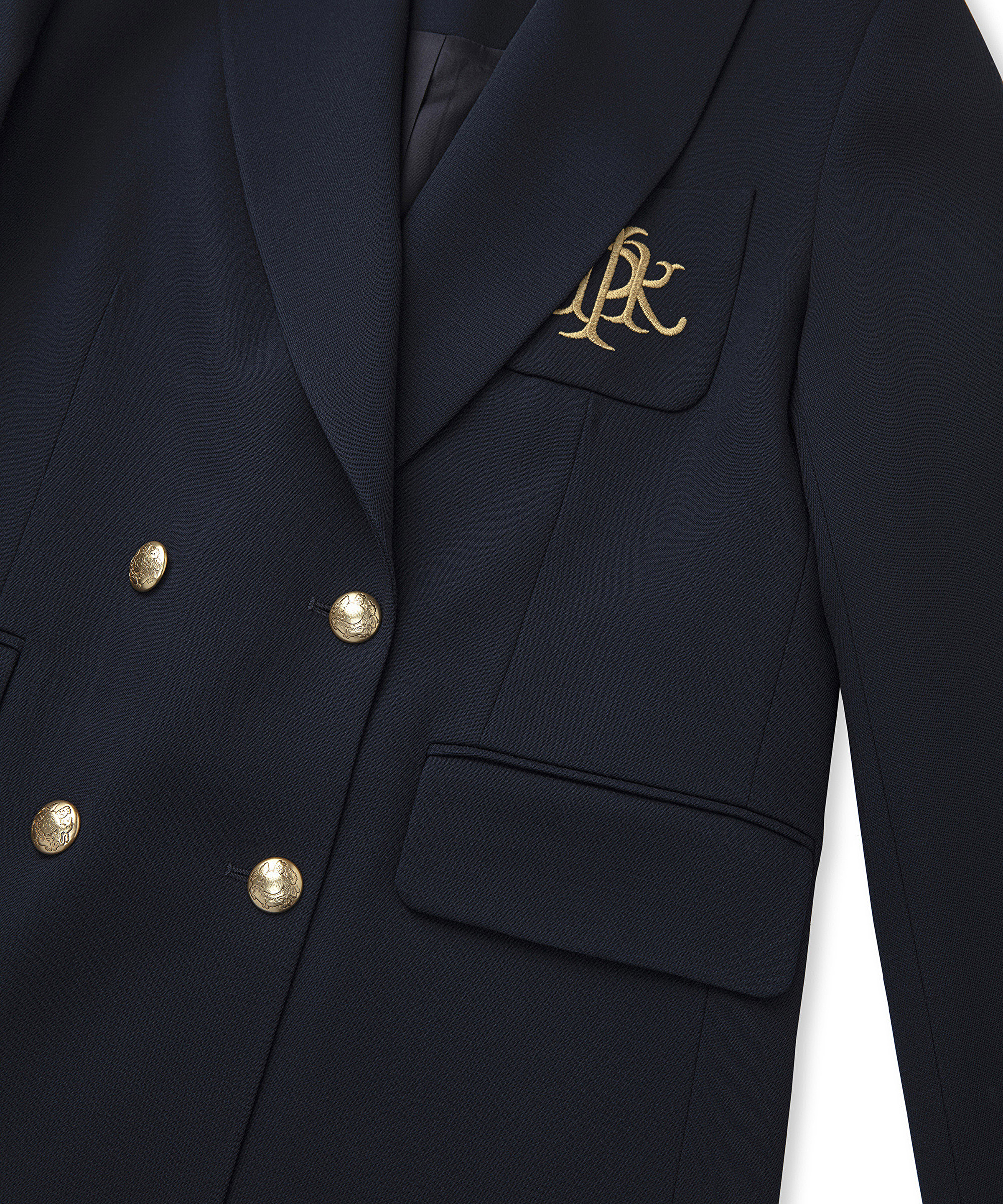 Monogram nakışlı kruvaze blazer_5