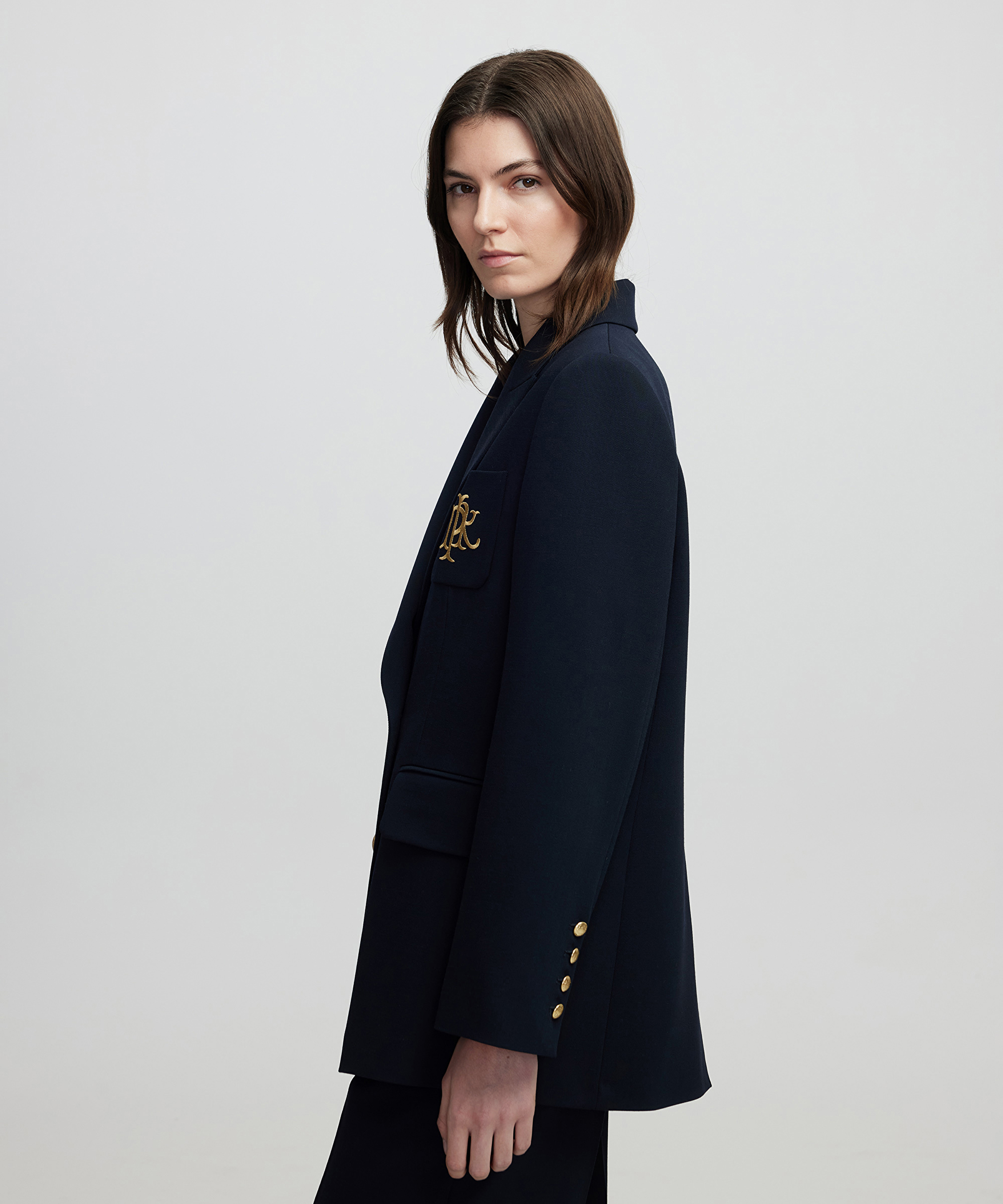 Monogram nakışlı kruvaze blazer_2