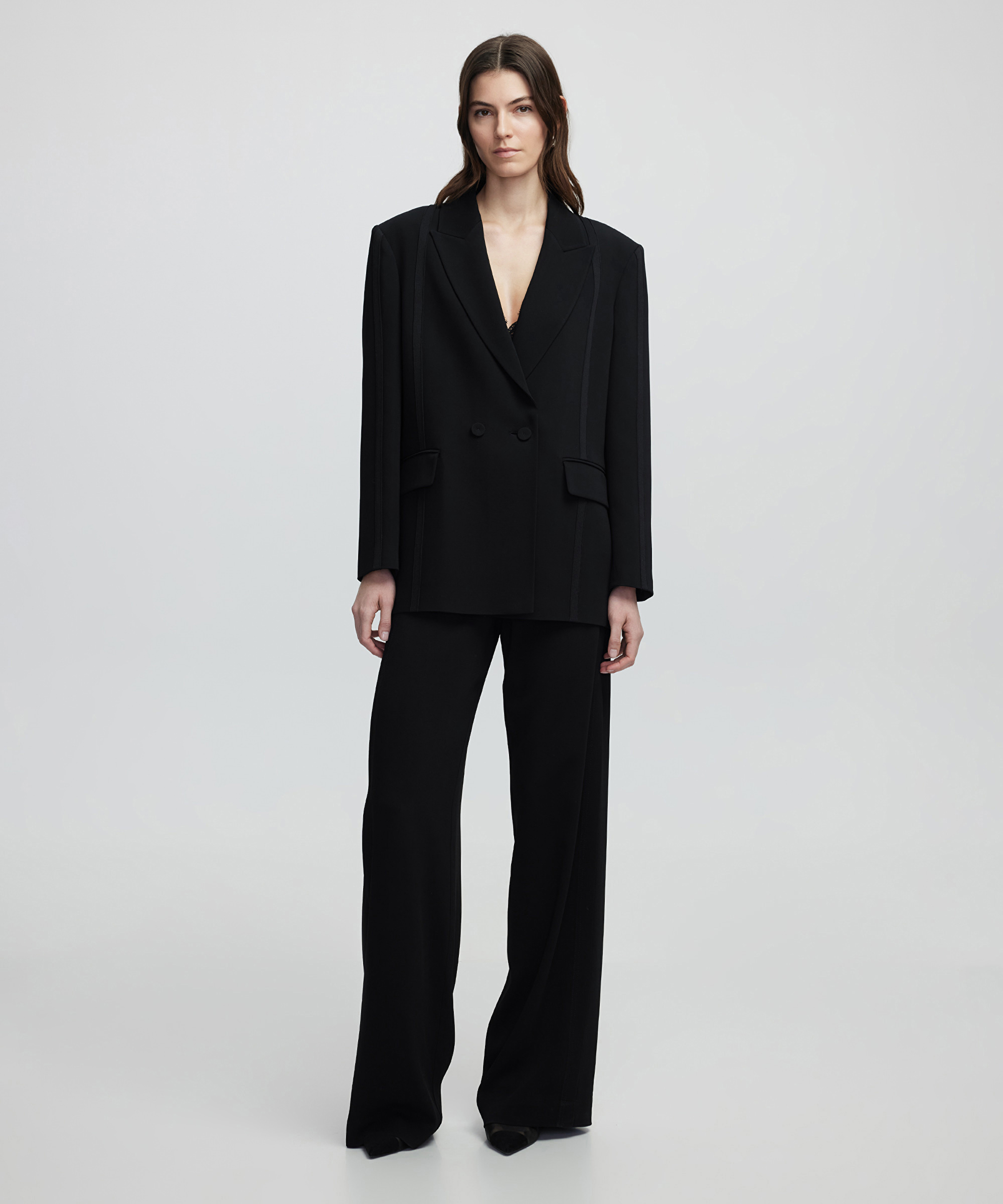 Triko şerit aplikeli blazer_1