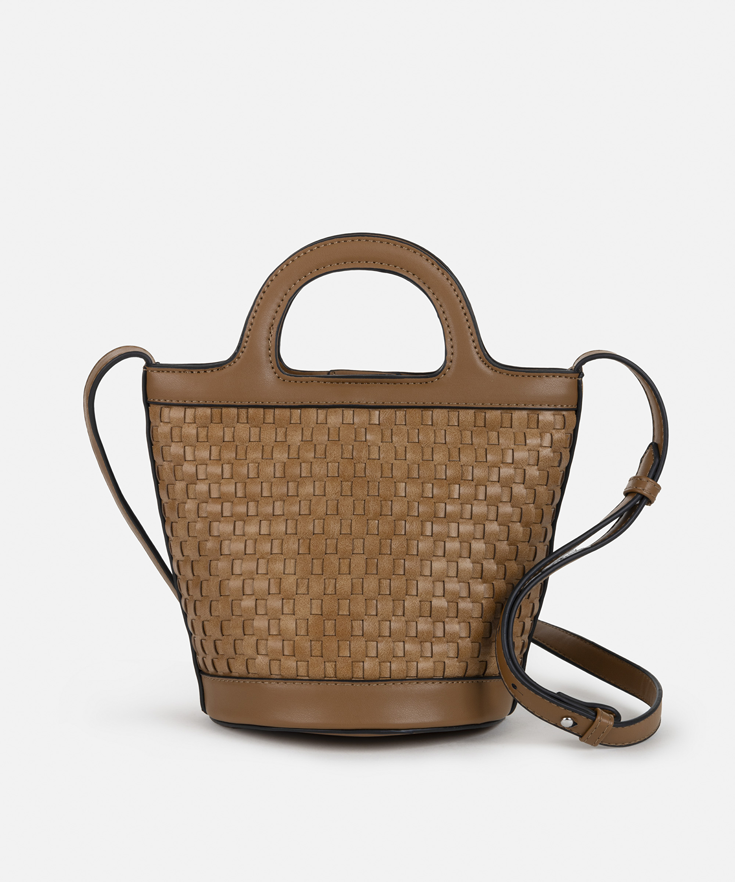 Örgü dokulu bucket çanta