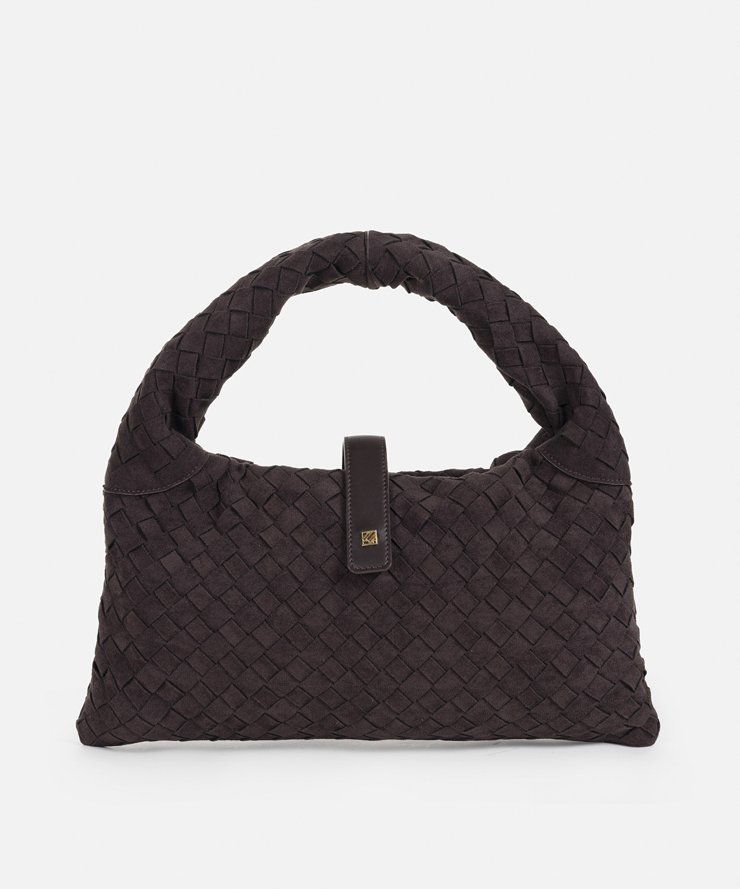 Örgü dokulu monogram tokalı çanta