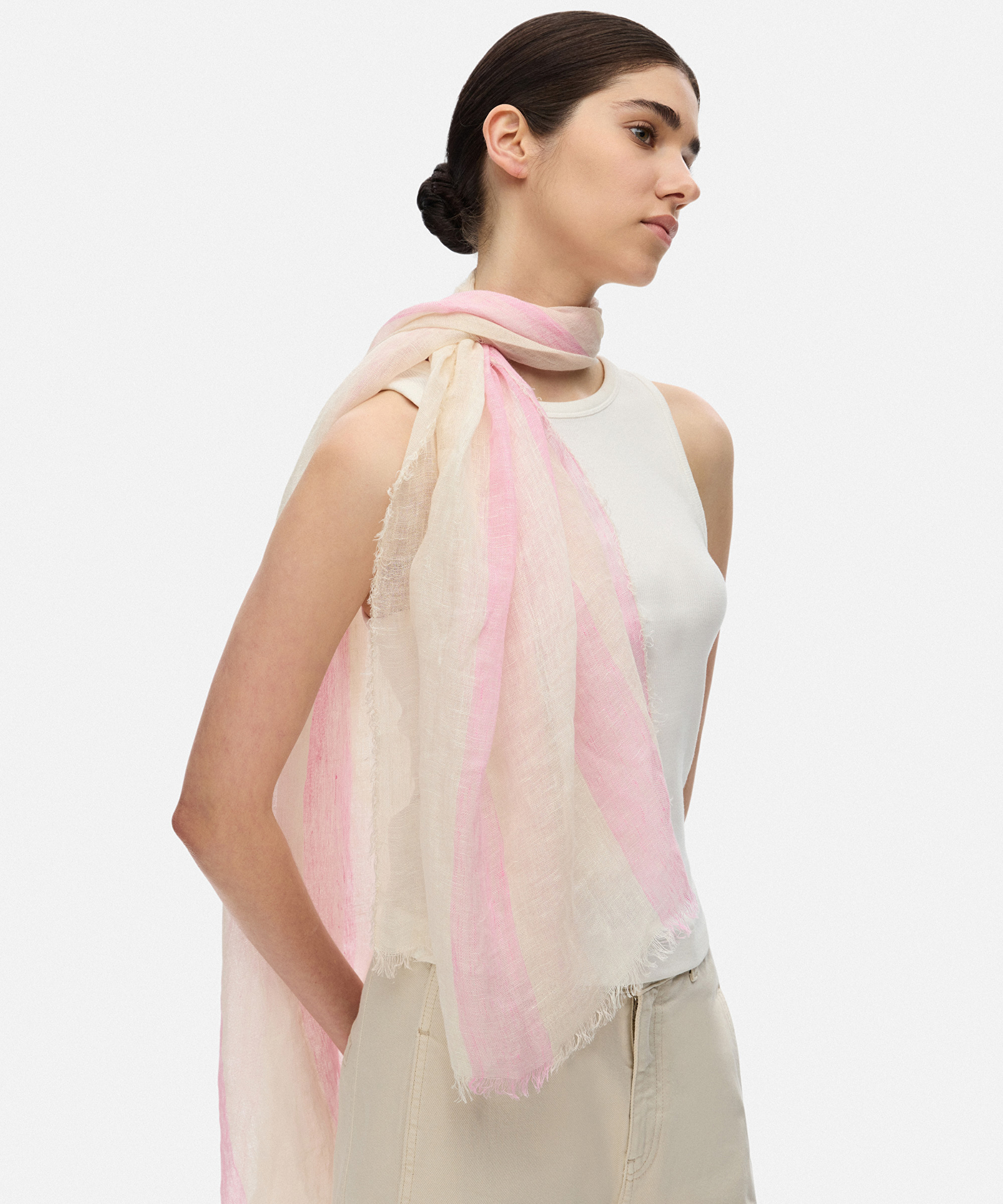Colorblock keten şal_1