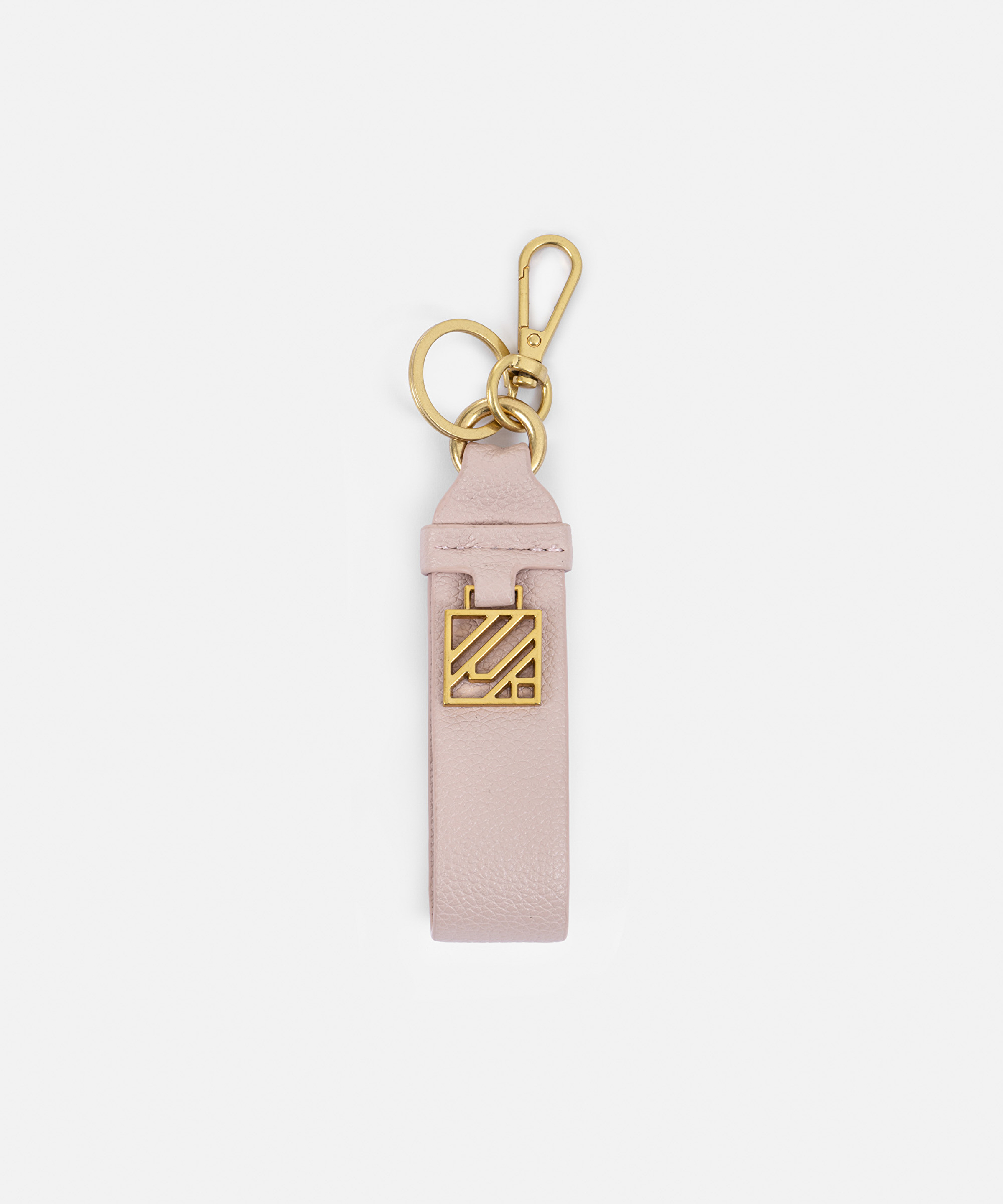 Monogram tokalı deri görünümlü anahtarlık