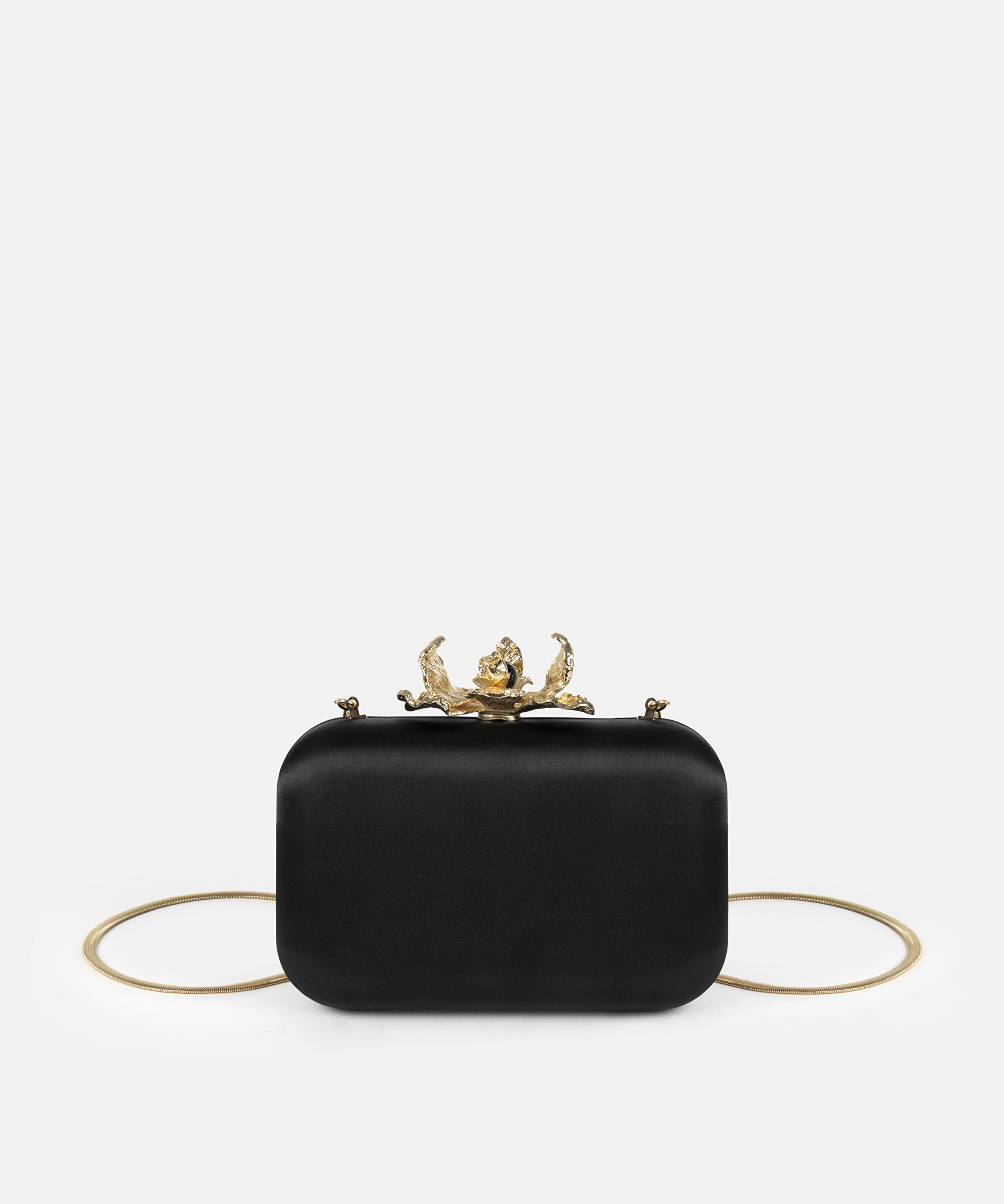 Metal çiçek tokalı clutch