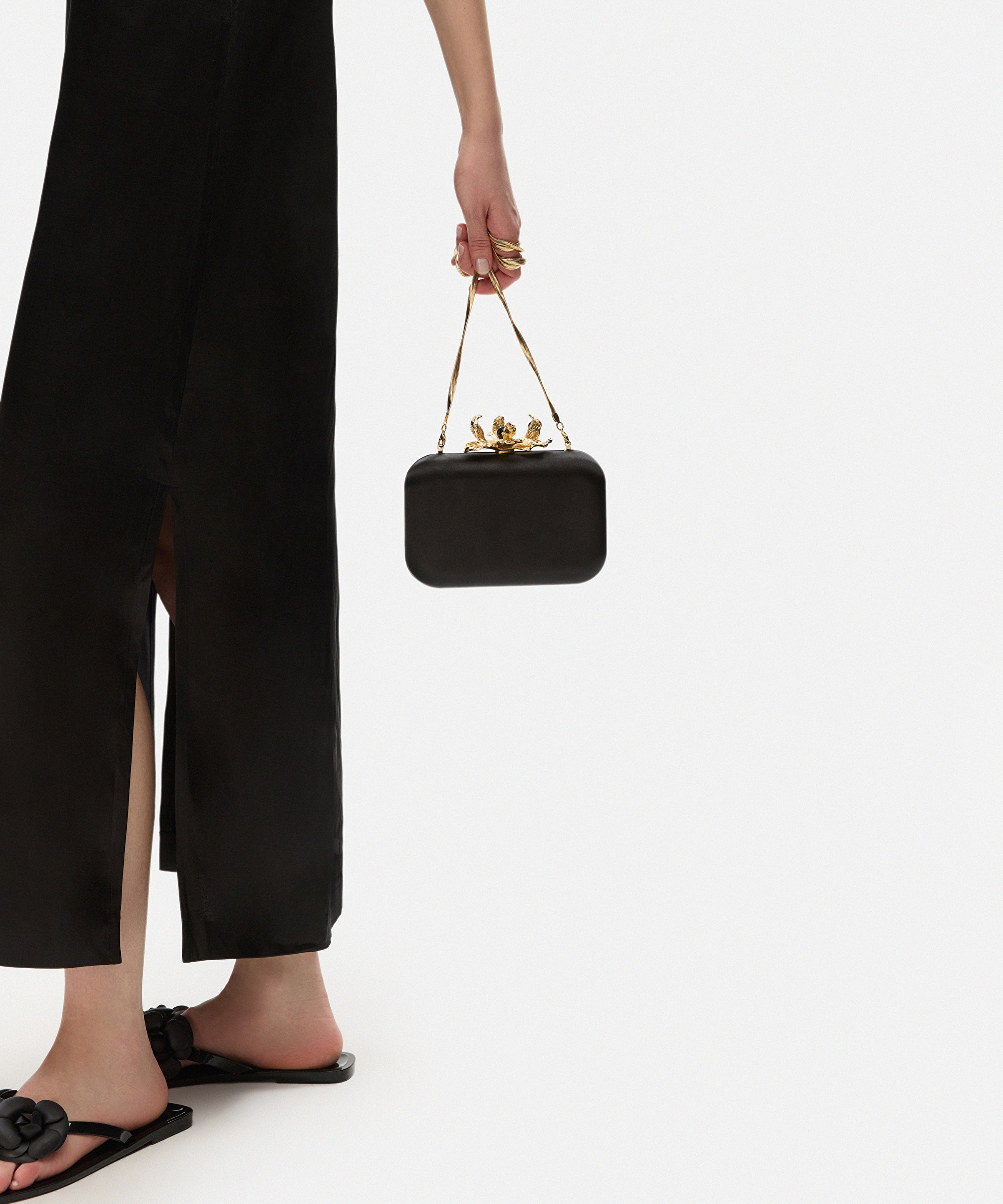 Metal çiçek tokalı clutch_2