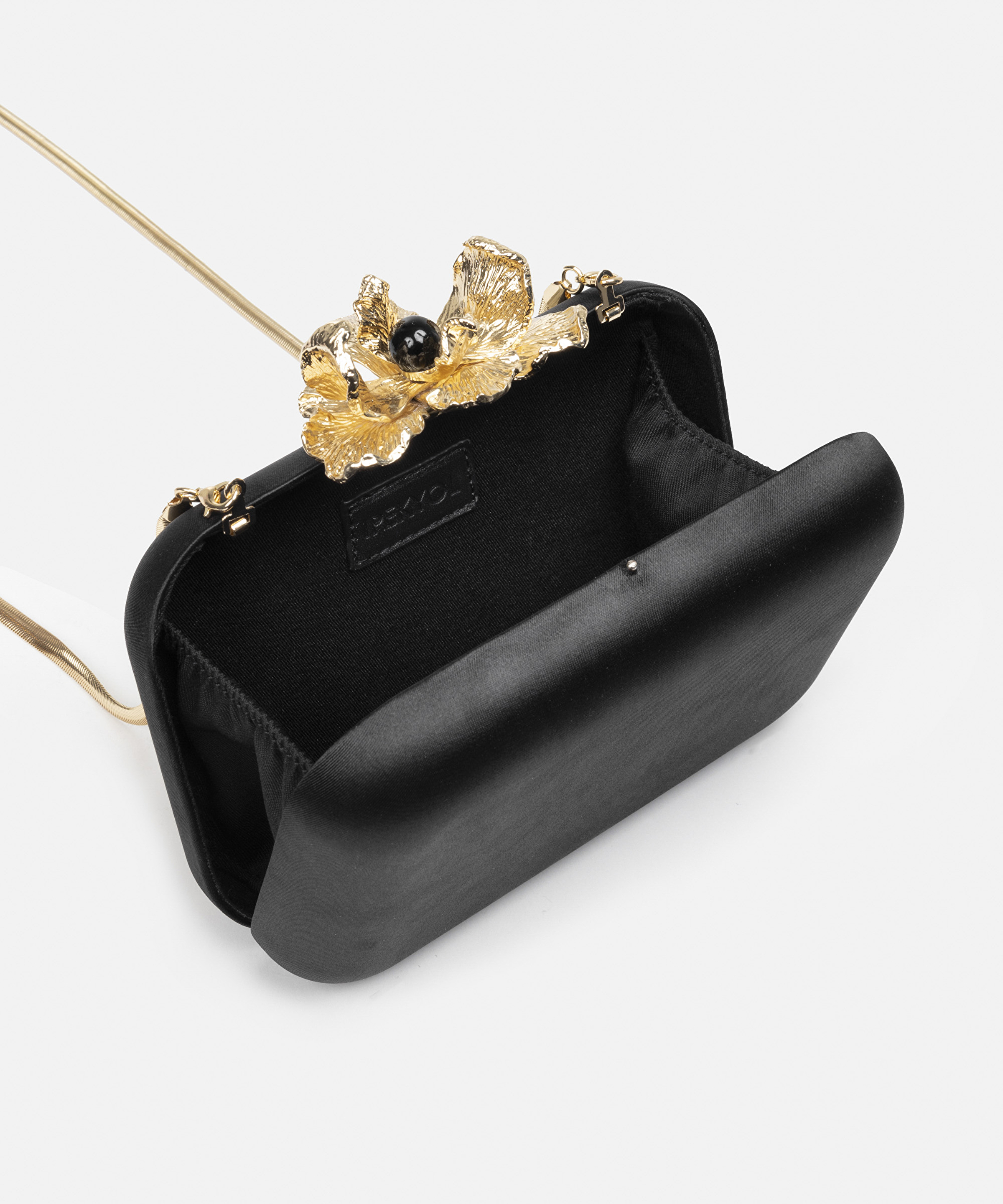 Metal çiçek tokalı clutch_4