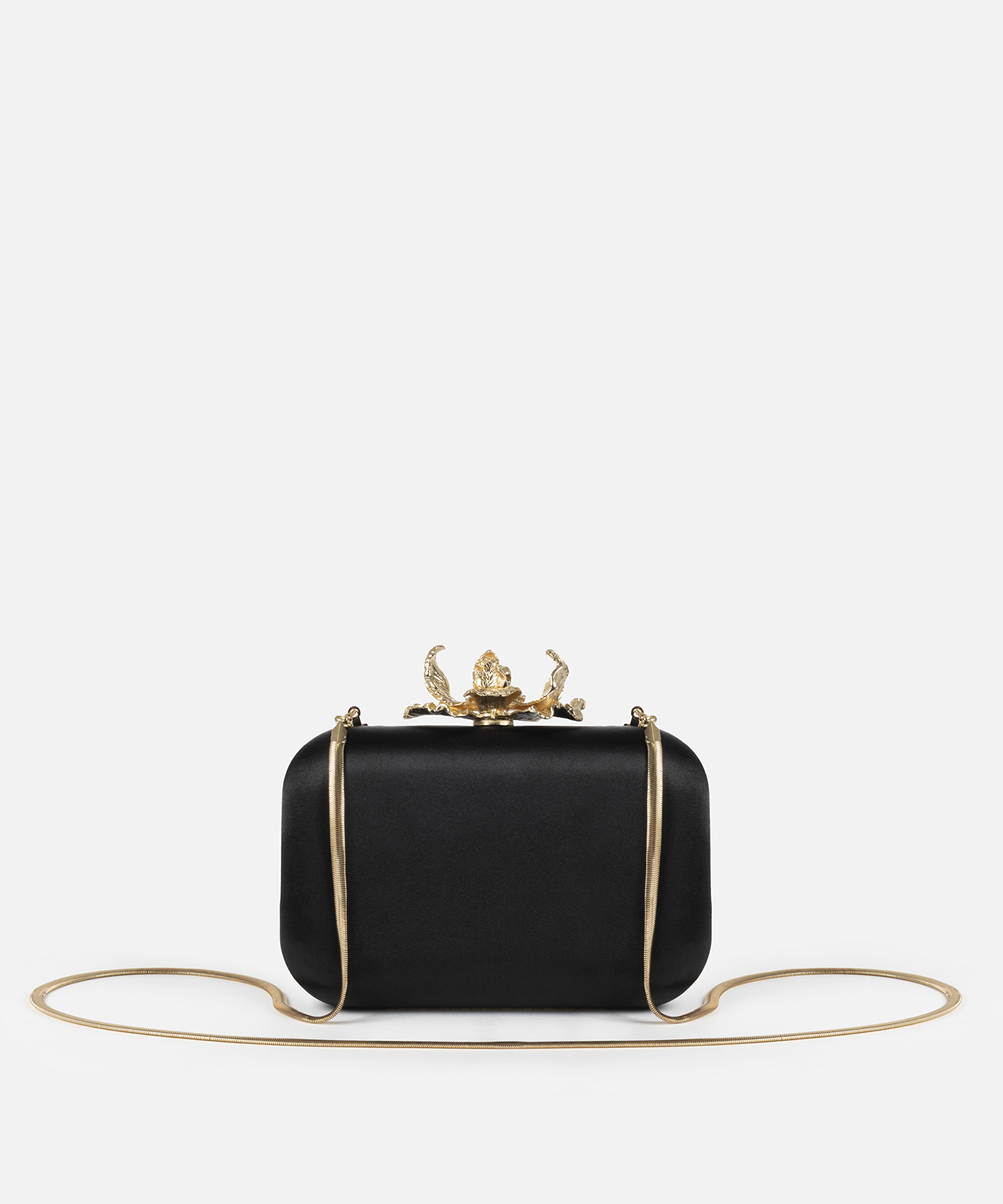 Metal çiçek tokalı clutch_5