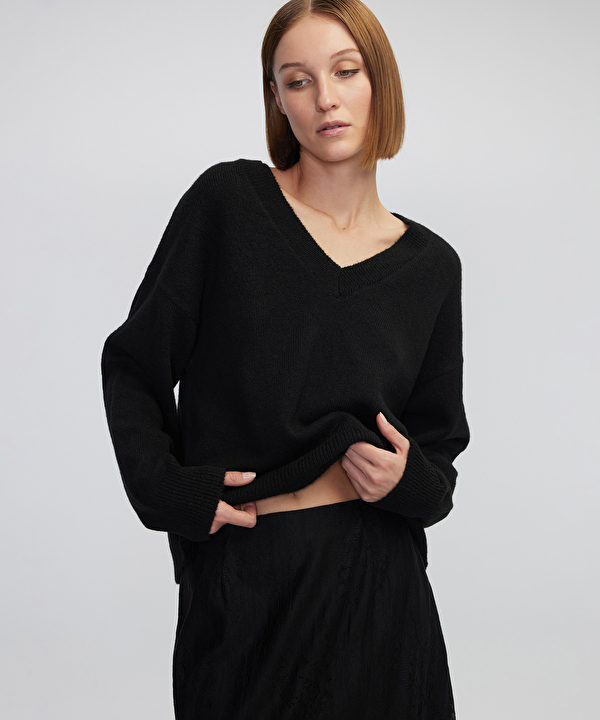 Siyah Triko mix bluz IW6240006092001 | İpekyol