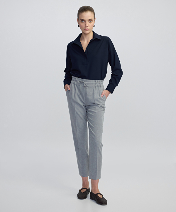 Gri Önden bağlamalı carrot fit pantolon IW6250003067005 | İpekyol