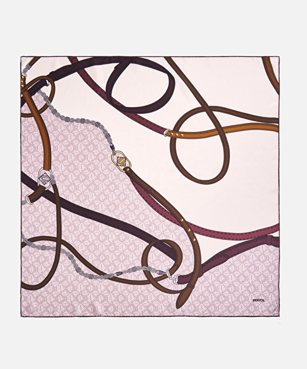 Bordo %100 ipek desenli eşarp I00000082035035 | İpekyol