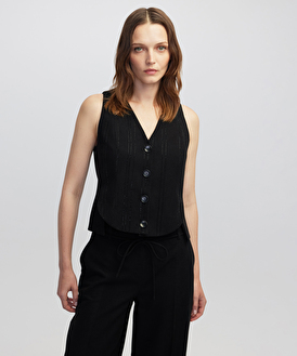 Yoli シルクベストYoli Silk wrap vest ブラック Yoli シルクベスト