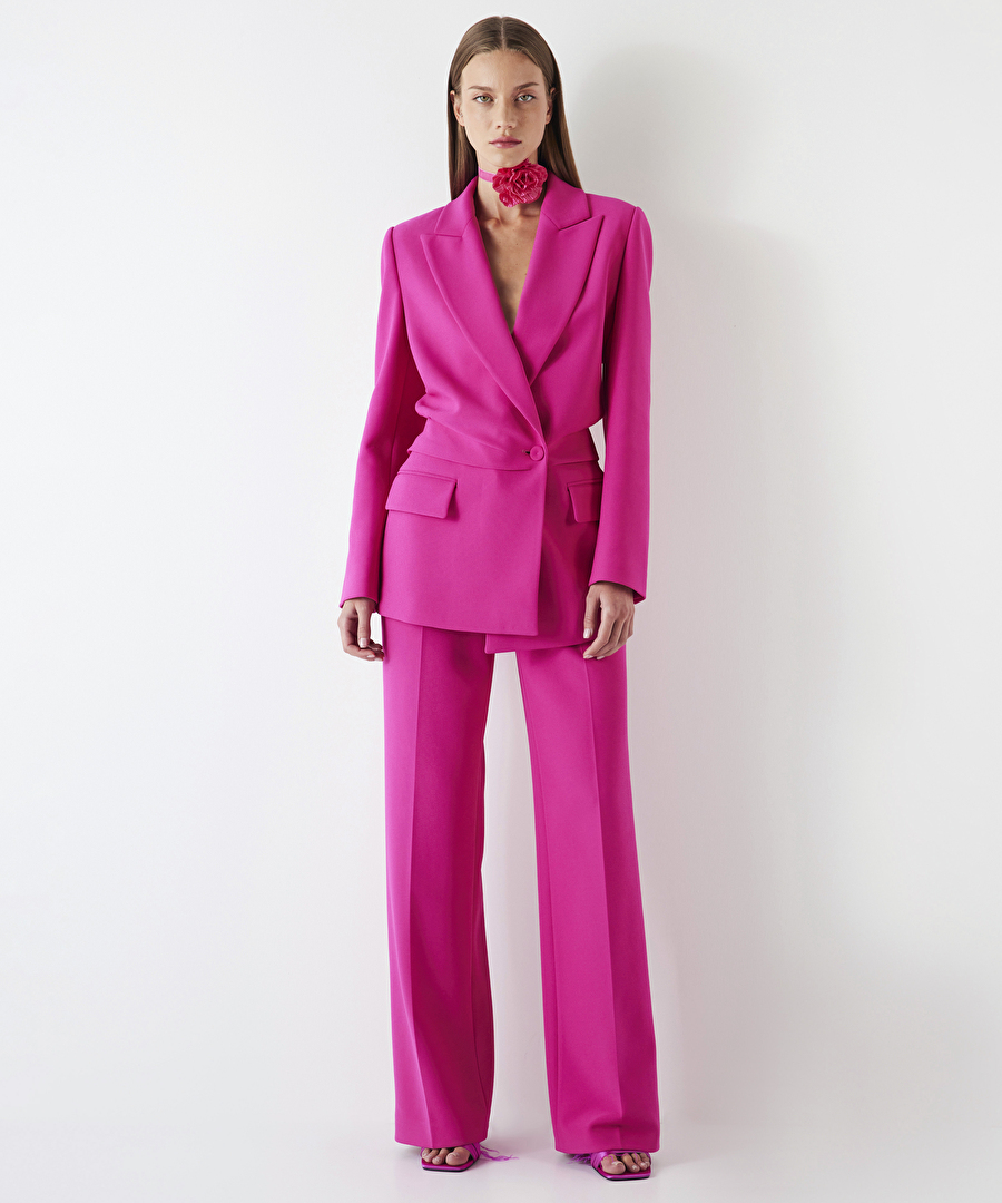 Bel vurgulu kruvaze blazer - IW6230106068004 - Fusya Blazer