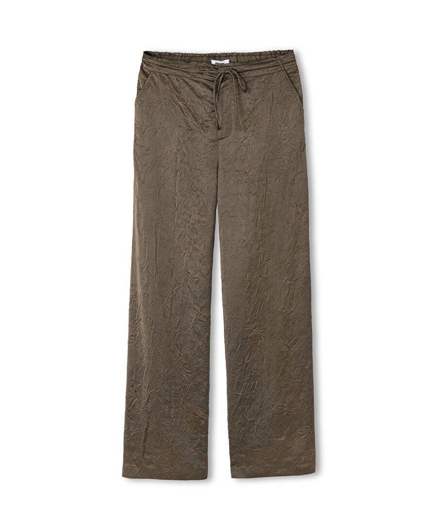 Dokulu elastik bel pantolon - IS1240003189007 - Açık Kahverengi Tüm Pantolonlar