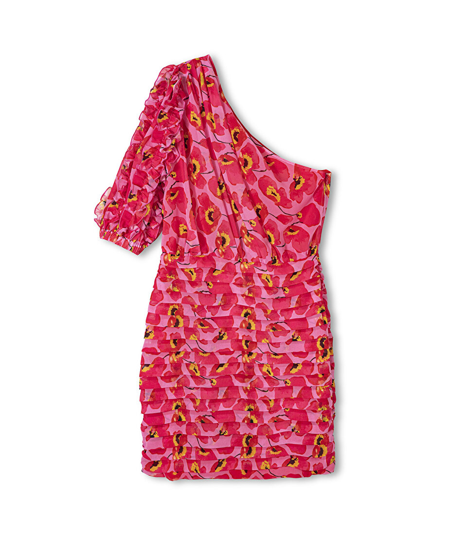 İpekyol Fırfır şeritli çiçek desen elbise. 6